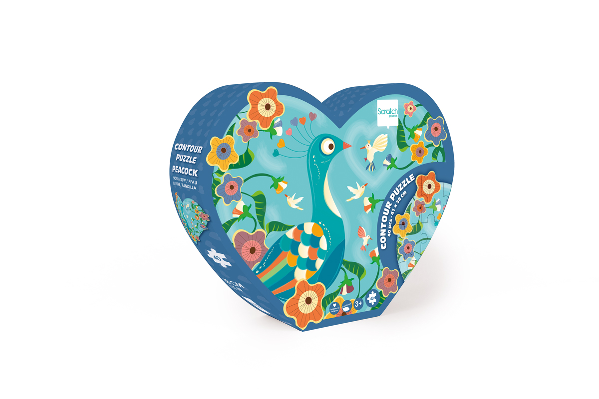 PUZZLE SCRATCH EUROPE 40PCS CON FORMA PAVO REAL - 3