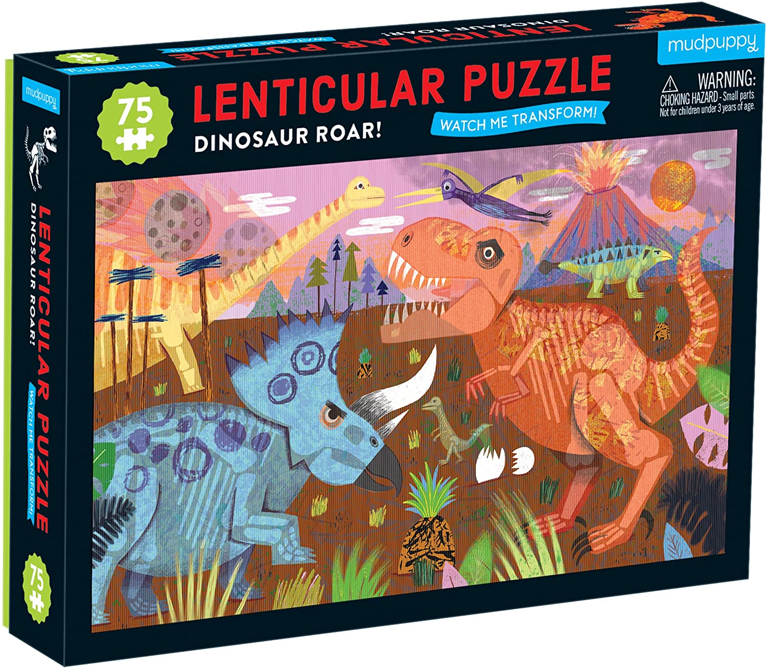 PUZZLE MUDPUPPY 75PCS LENTICULAR RUGIDO DE DINOSAURIO - 1