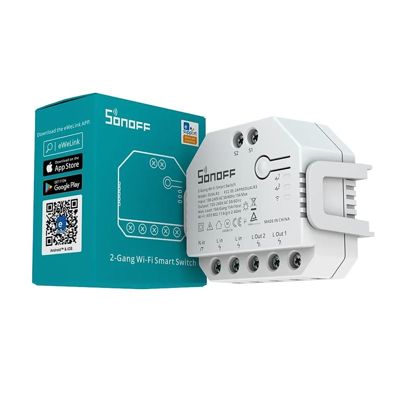 INTERRUPTOR SONOFF DUALR3 DE 2 CANALES Y MEDICION DE ENERGIA - 1
