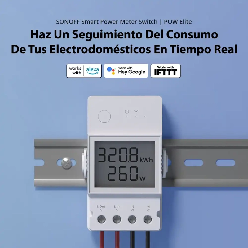 INTERRUPTOR SONOFF 10W BLANCO WIFI DE MEDICION DE ENERGÍA POW ELITE 20A - 3