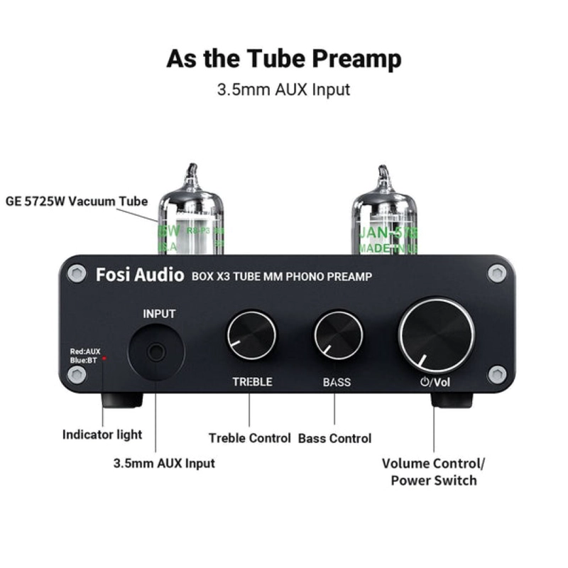 PREAMPLIFICADOR FOSI AUDIO BLUETOOTH PARA TORNAMESAS BOX X3 - 5