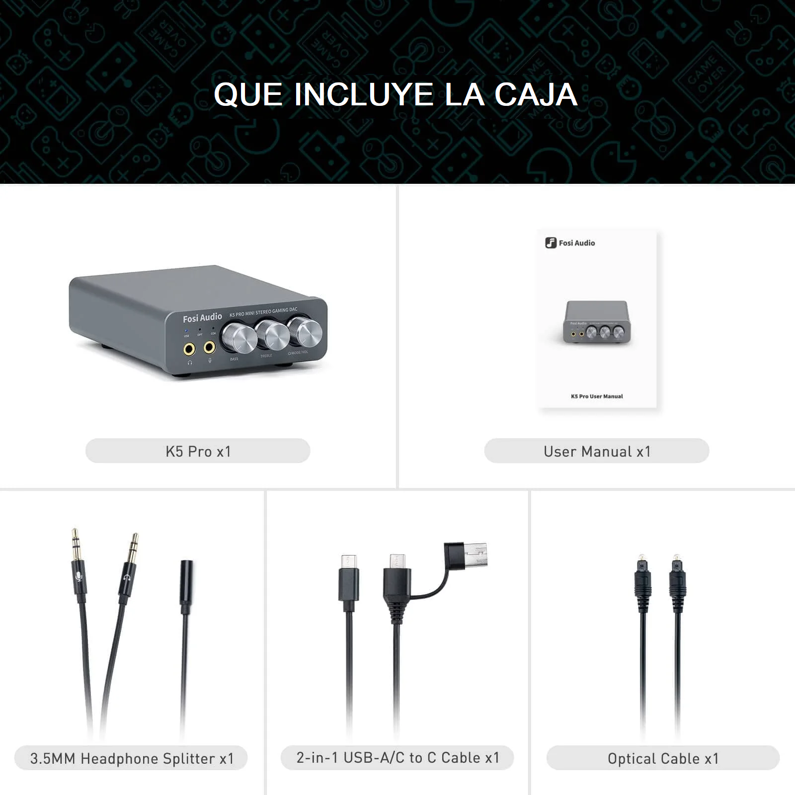 AMPLIFICADOR FOSI AUDIO DE AUDÍFONOS HIFI 1000MW - K5 PRO - 8