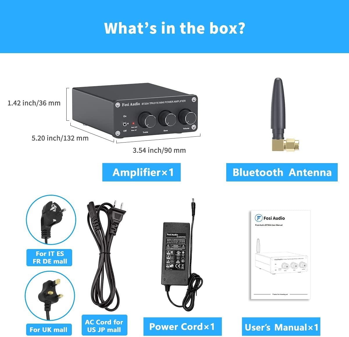 AMPLIFICADOR FOSI AUDIO BLUETOOTH 5.0 CLASE D 2X100W - BT20A - 6