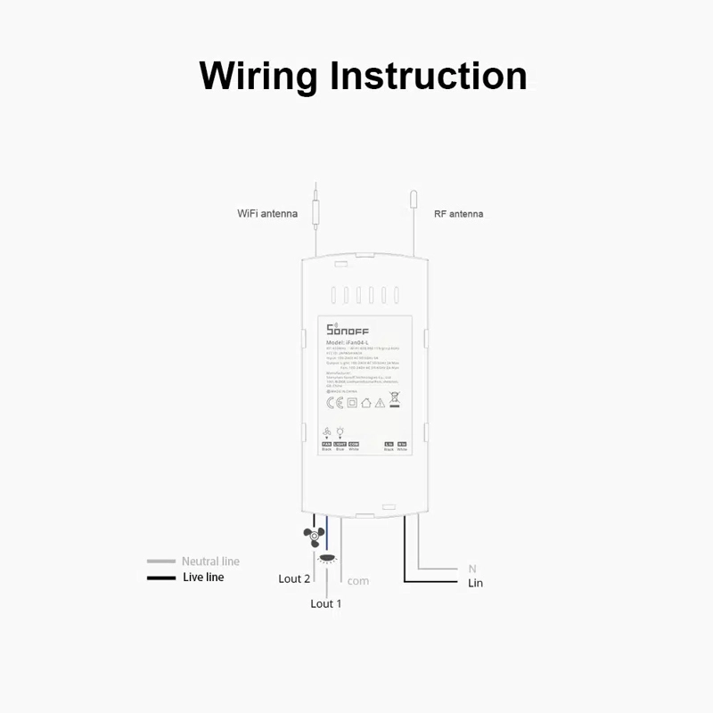 SONOFF IFAN04-H CONTROLADOR WIFI PARA VENTILADORES DE TECHO - 6