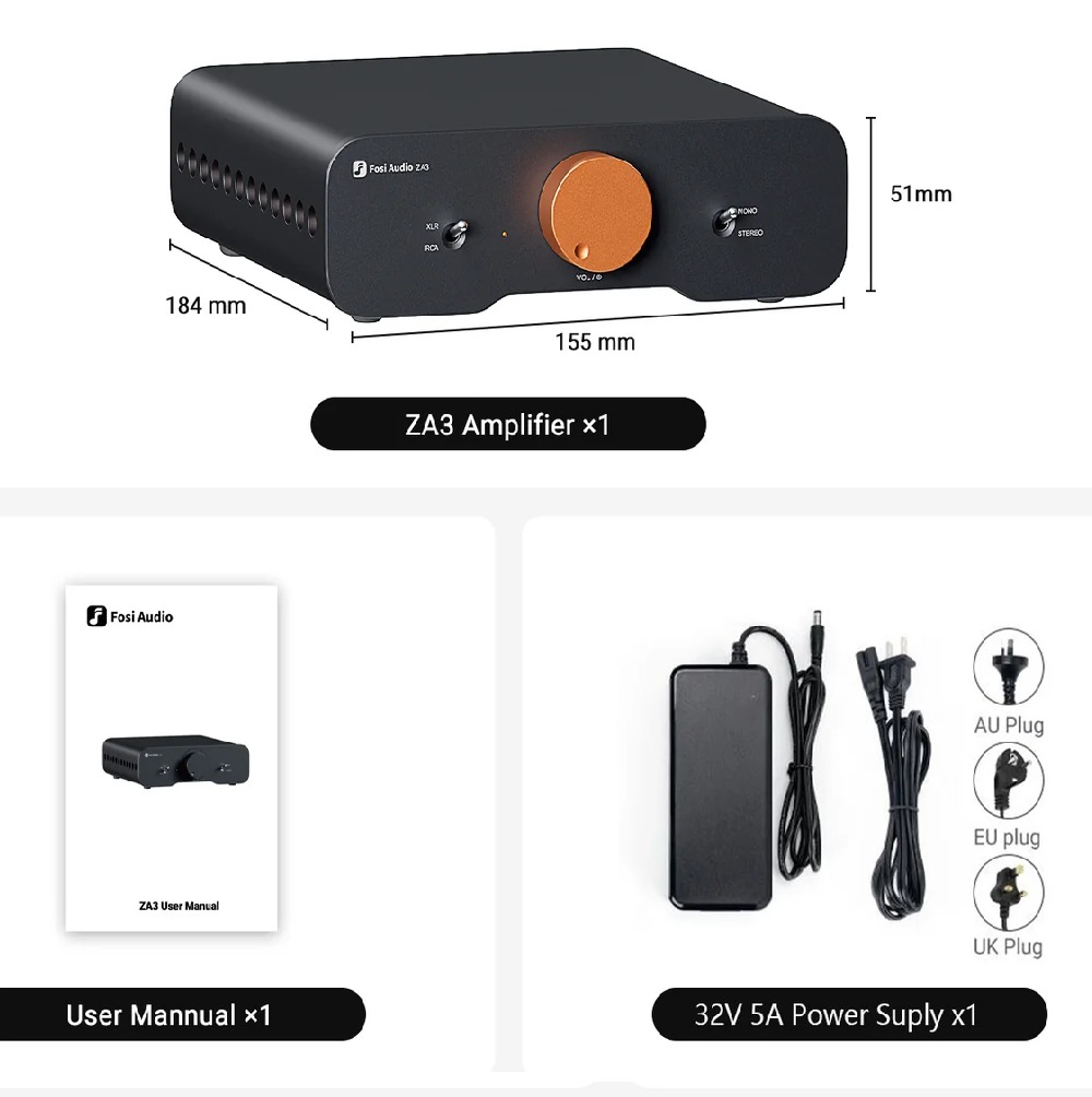 AMPLIFICADOR ESTE REO BALANCEADO DE 2 CANALES FOSI AUDIO ZA3 - 5
