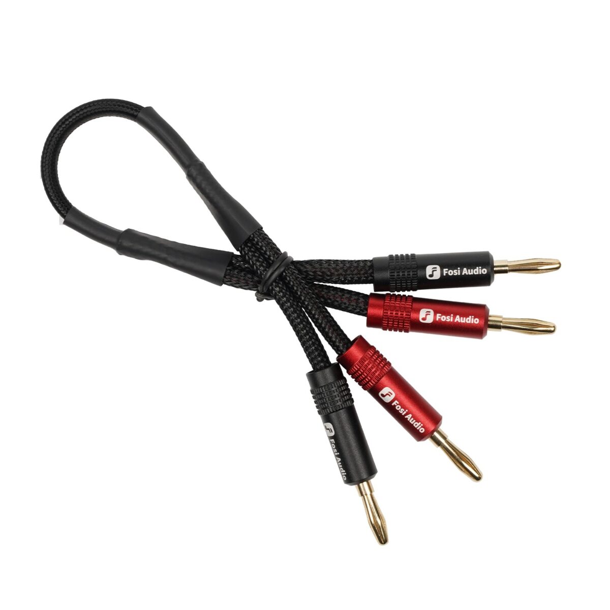 CABLE BANANA CHAPADO EN ORO PARA PARLANTE 30CM - FOSI AUDIO - 1