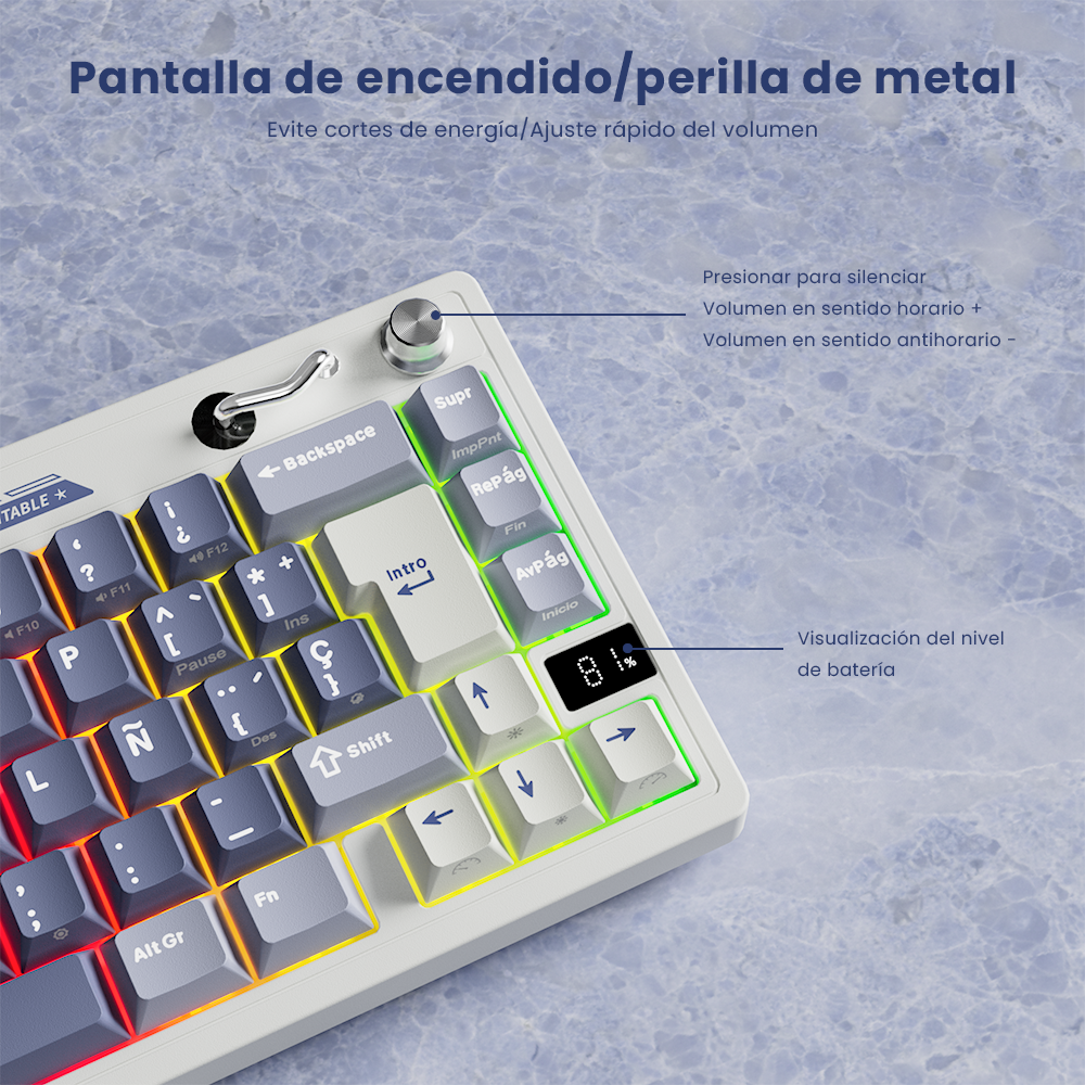 TECLADO MECANICO INALAMBRICO RKM65 OCEAN BLUE 65% ESPAÑOL - 6