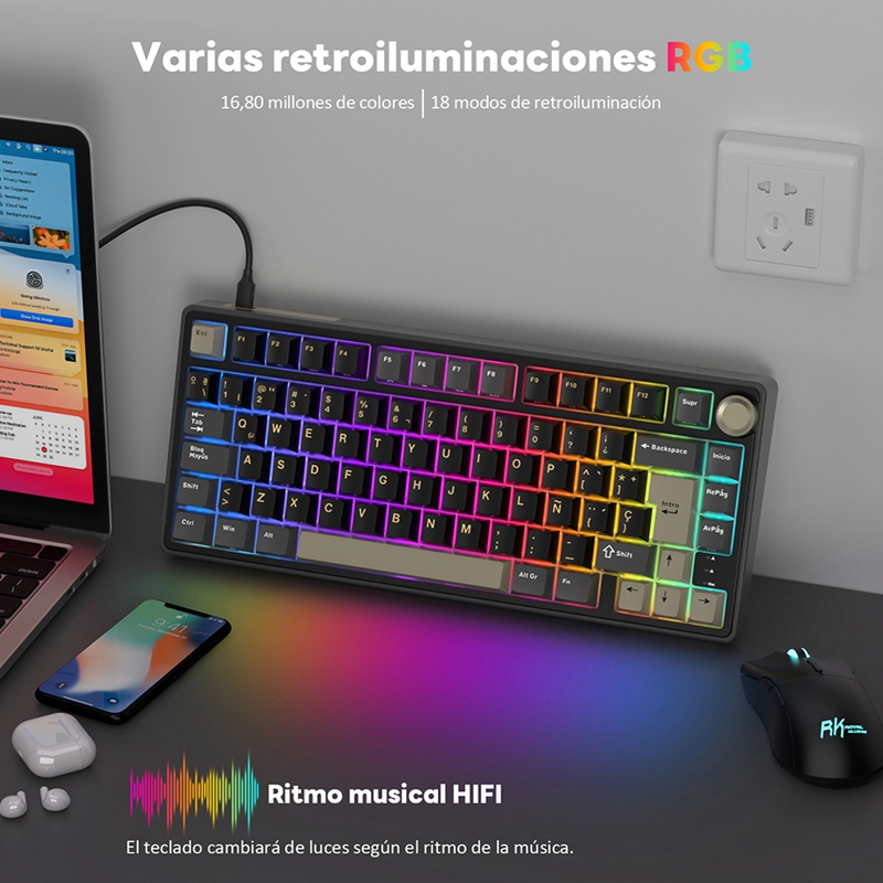 TECLADO MECANICO RK R75 PHANTOM 75% ESPAÑOL - ROYAL KLUDGE - 5