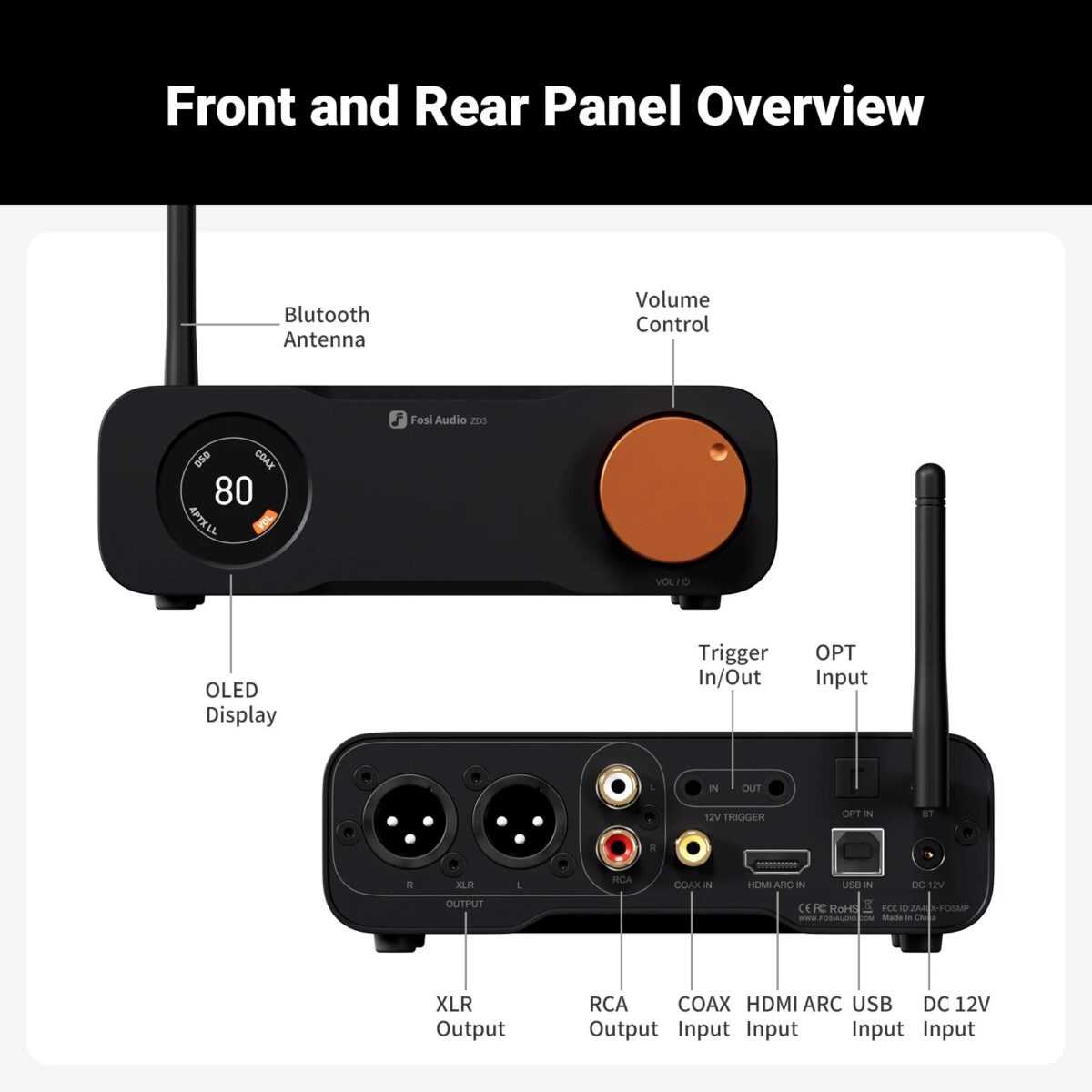PREAMPLIFICADOR BLUETOOTH DAC BALANCEADO - FOSI AUDIO ZD3 - 6