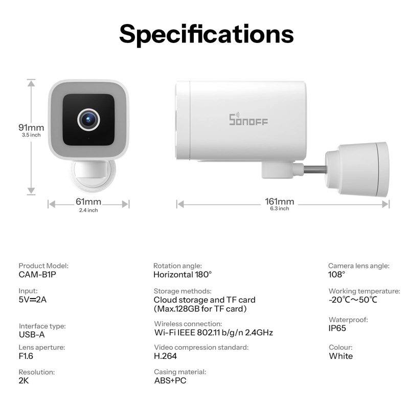 CAMARA DE SEGURIDAD WIFI PARA EXTERIORES - SONOFF CAM-B1P - 8