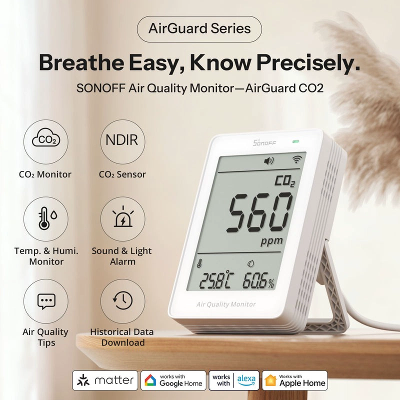 MONITOR DE CALIDAD DEL AIRE CO2 WIFI MATTER SONOFF AIRGUARD - 2