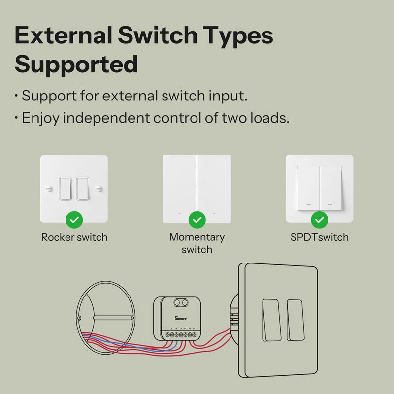 INTERRUPTOR WIFI DE 2 CANALES SONOFF MINI-2GS CON MATTER - 6