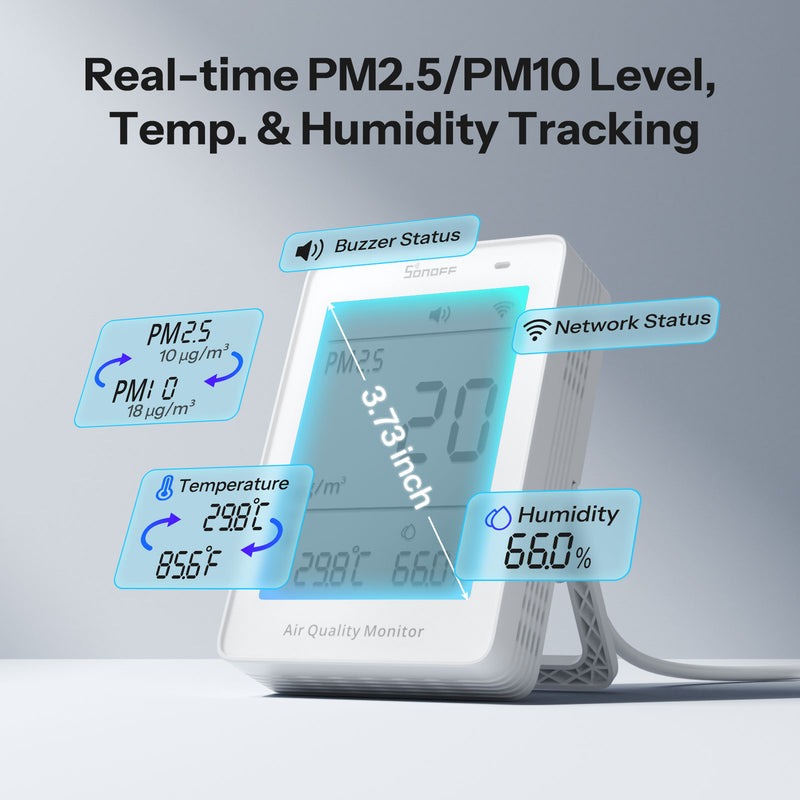 MONITOR DE CALIDAD DE AIRE PM2.5 WIFI MATTER SONOFF AIRGUARD - 4