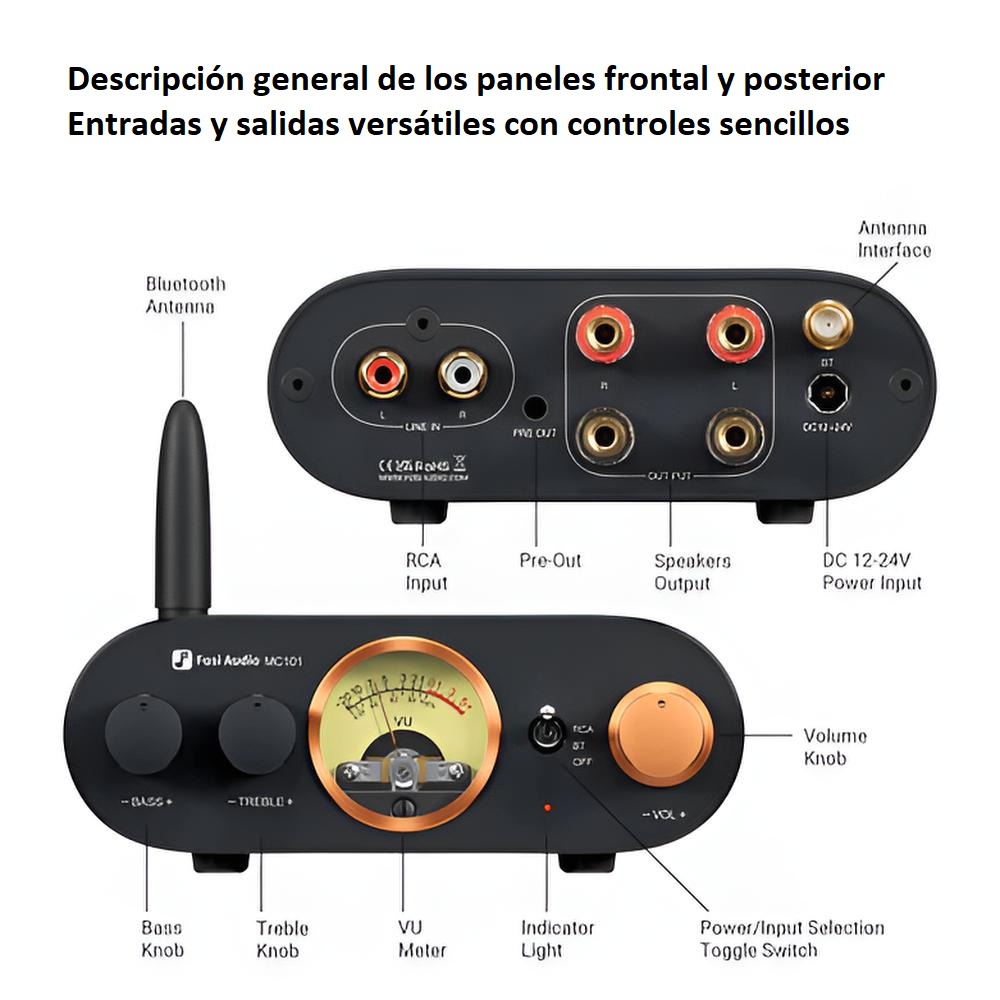 AMPLIFICADOR BLUETOOTH CON MEDIDOR VU FOSI AUDIO MC101 - 4