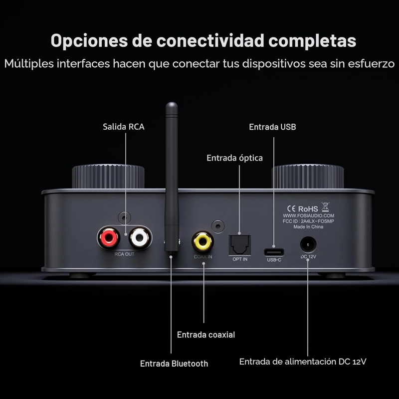 AMPLIFICADOR DAC AUDIFONOS BLUETOOTH USB-C FOSI AUDIO K7 - 3