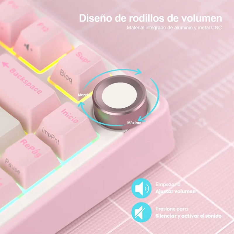 TECLADO MECANICO RK R75 PINK MELODY 75% ESPAÑOL RK - 3