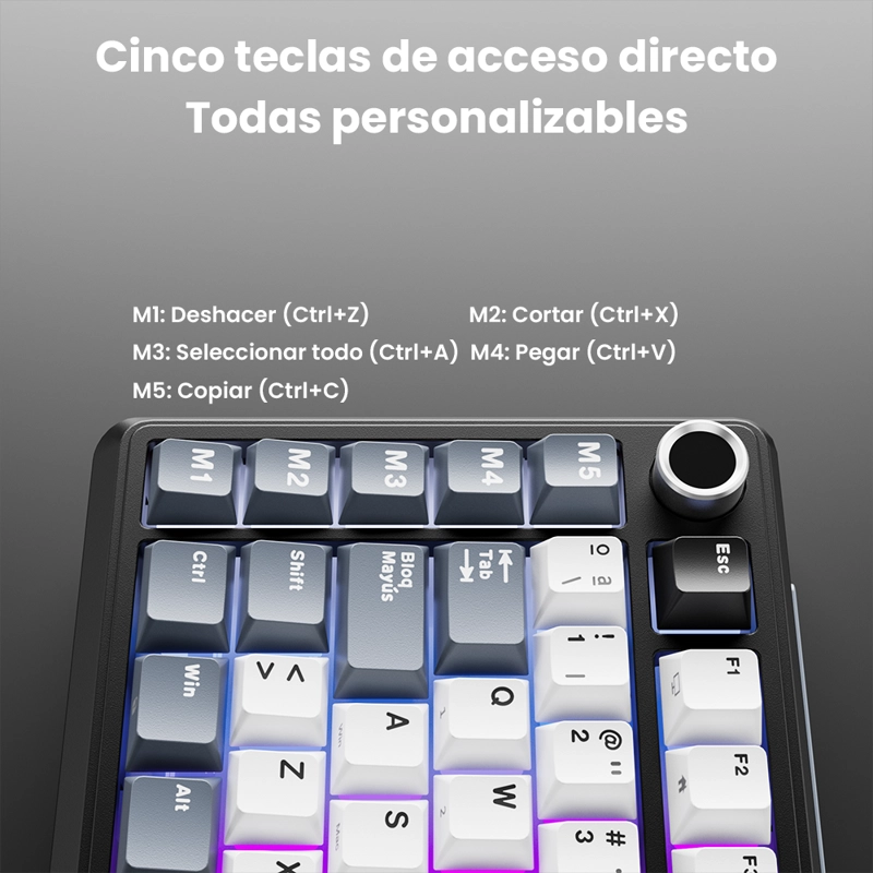 TECLADO MECANICO INALAMBRICO RK L75 75% CON TECLAS MACROS - 2