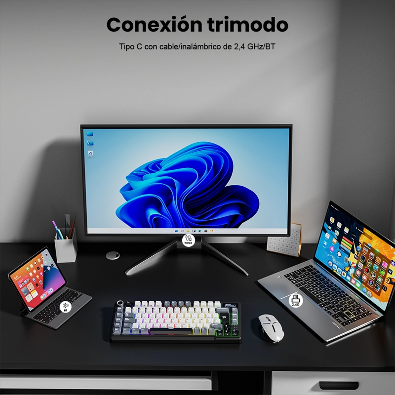 TECLADO MECANICO INALAMBRICO RK L75 75% CON TECLAS MACROS - 4