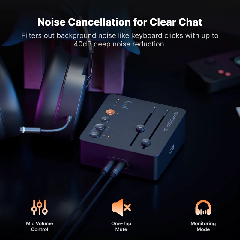 AMPLIFICADOR AUDIFONOS FOSI AUDIO C3 STEPSENSE GAMING USB-C - 4
