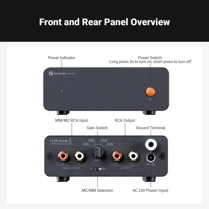 PREAMPLIFICADOR PHONO PARA TORNAMESA MM MC FOSI AUDIO BOX X5 - 2