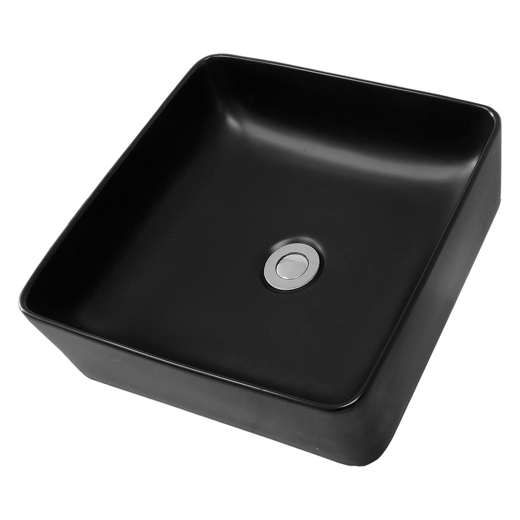 LAVAMANOS DOMSA BE3102-N SOBREPONER /37 X 37 X 13 CM CERÁMICA NEGRO - 4