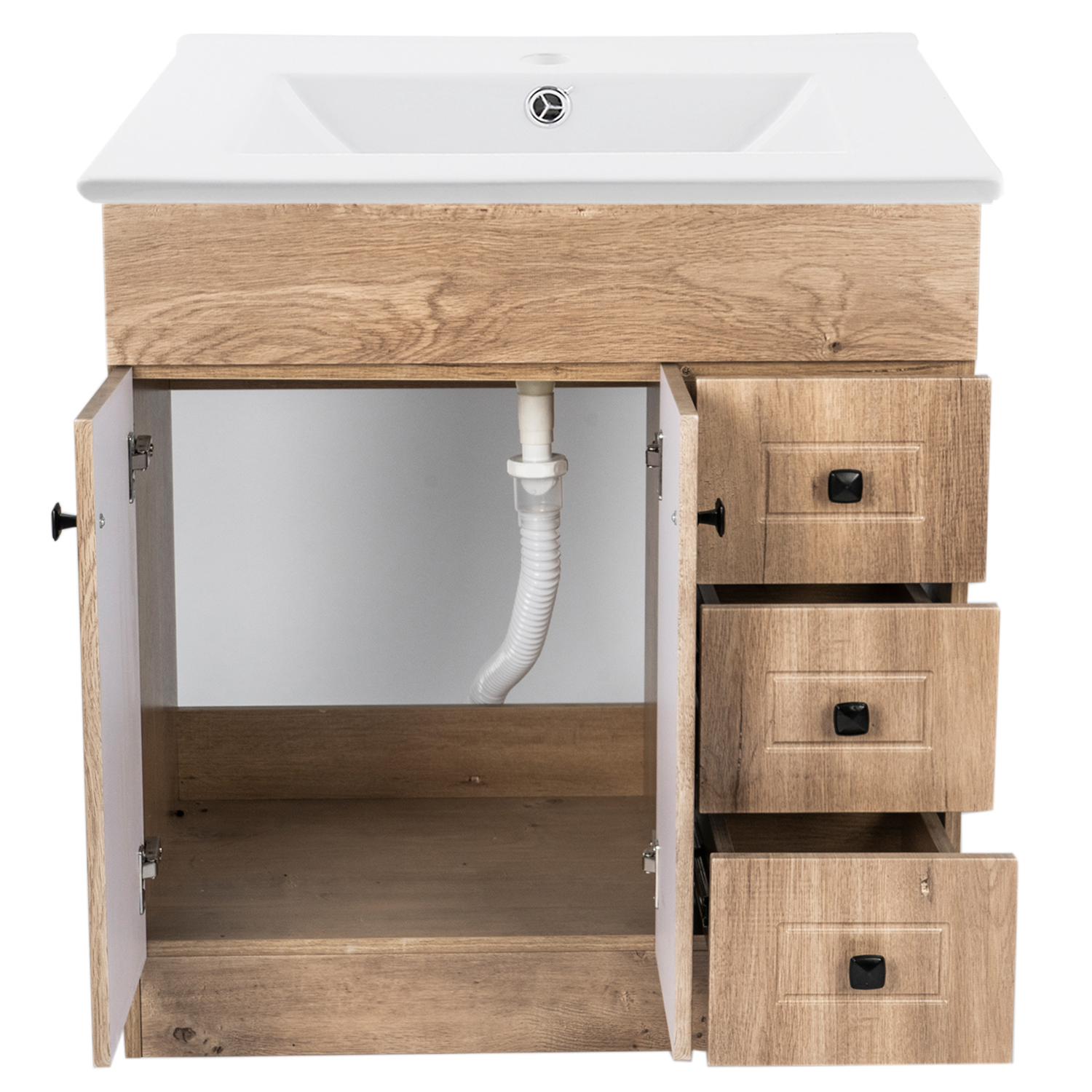 KIT DOMSA MUEBLE VANITORIO NOGAL B80PH-WOOD + P-80/ 80 X 80 X 47 CM - 2