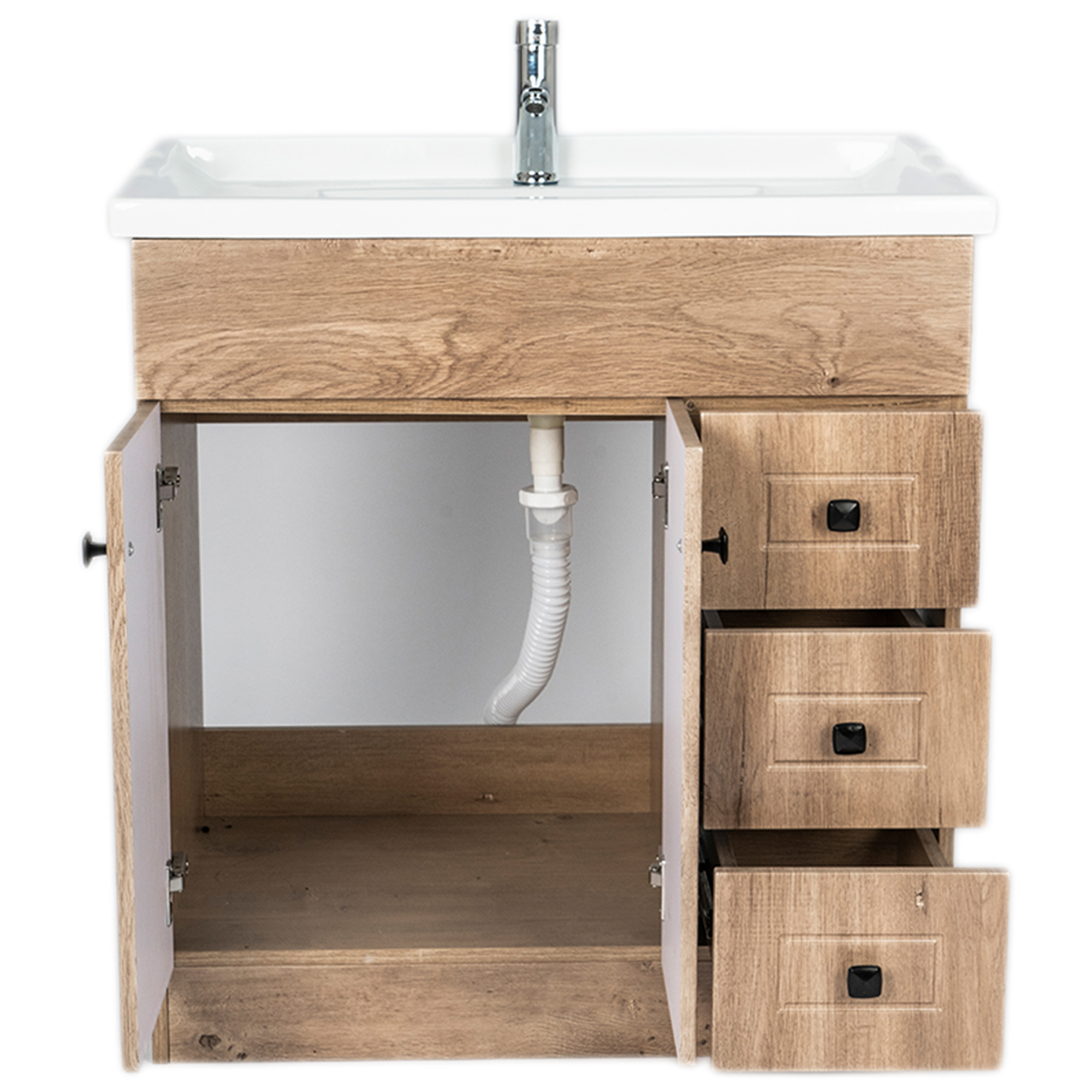 KIT DOMSA MUEBLE VANITORIO NOGAL B80PH-WOOD + F-80/80 X 80 X 47 CM - 2