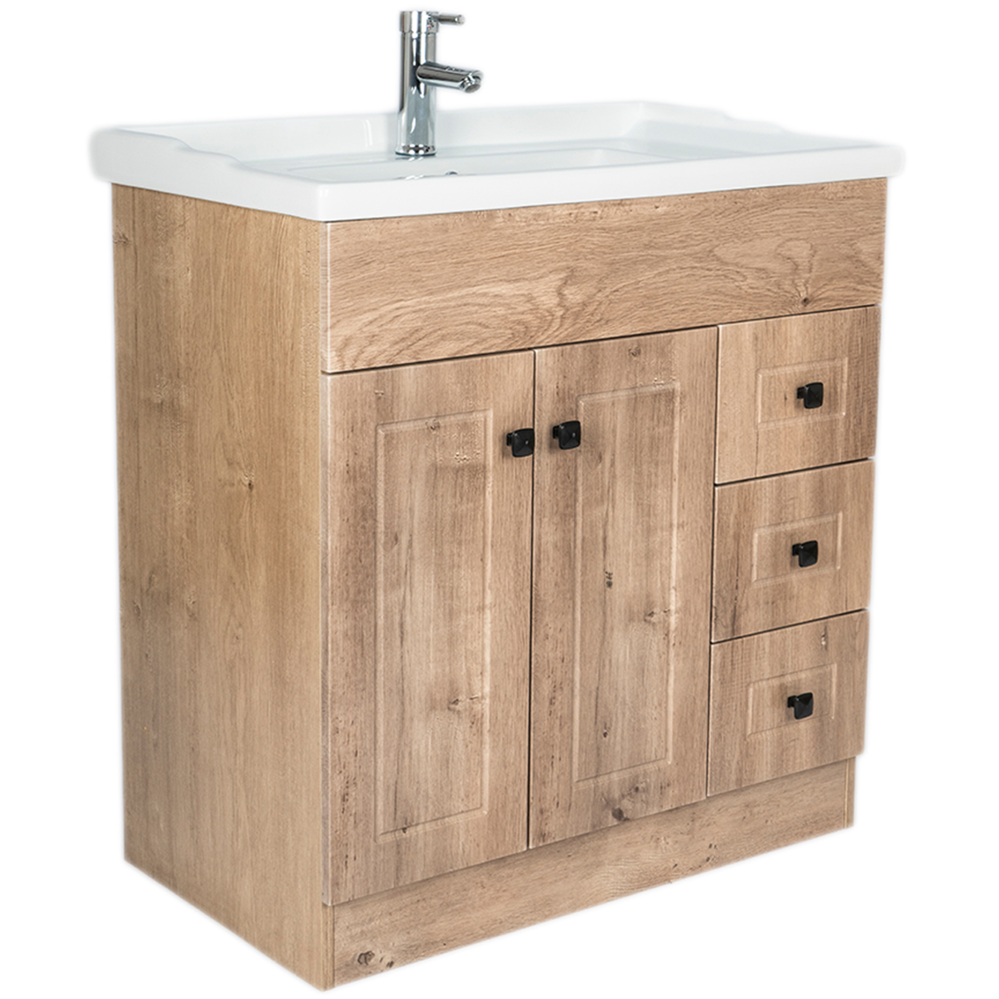 KIT DOMSA MUEBLE VANITORIO NOGAL B80PH-WOOD + F-80/80 X 80 X 47 CM - 3