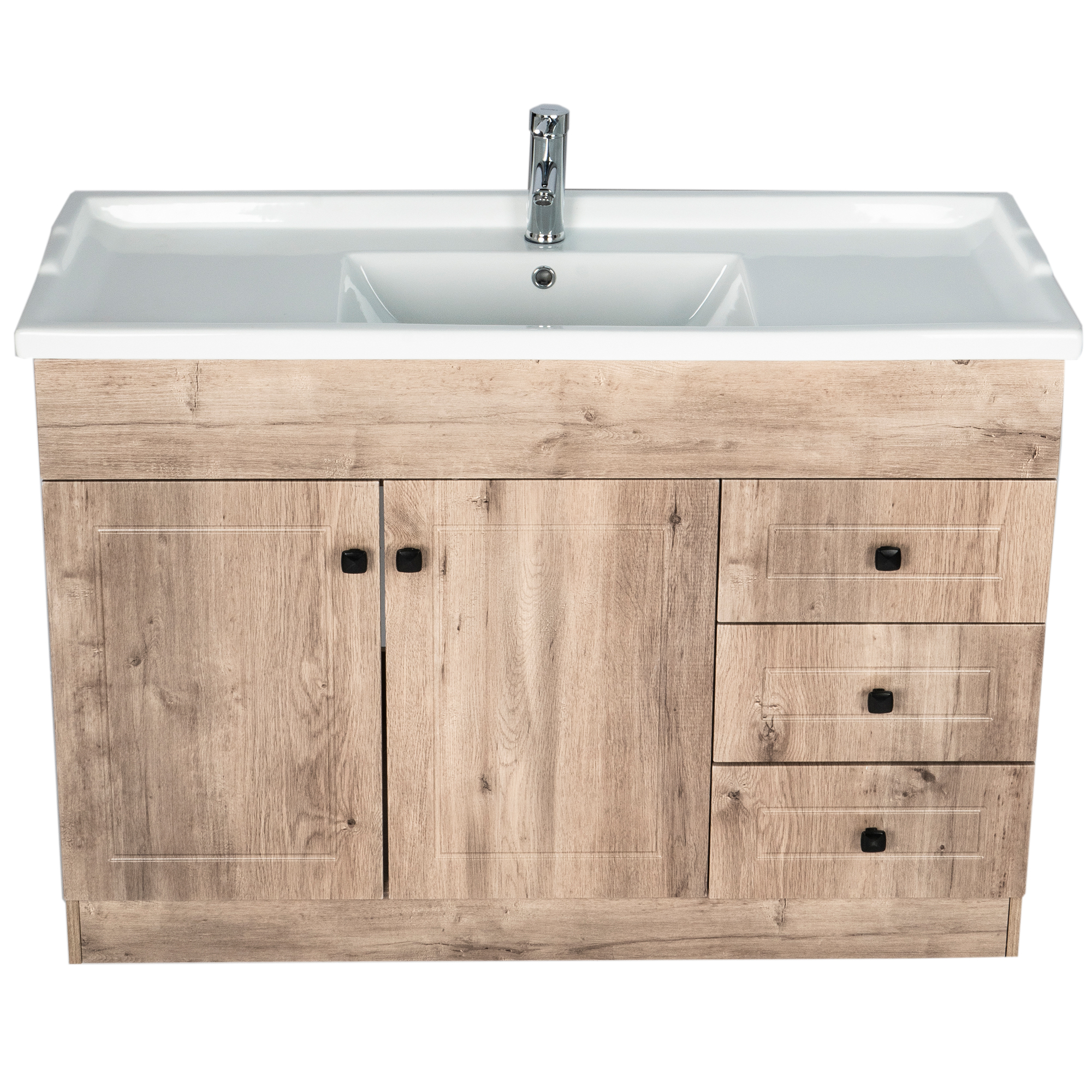KIT MUEBLE VANITORIO DOMSA NOGAL B120PH-WOOD+F-120 / 120X80X47CM - 2