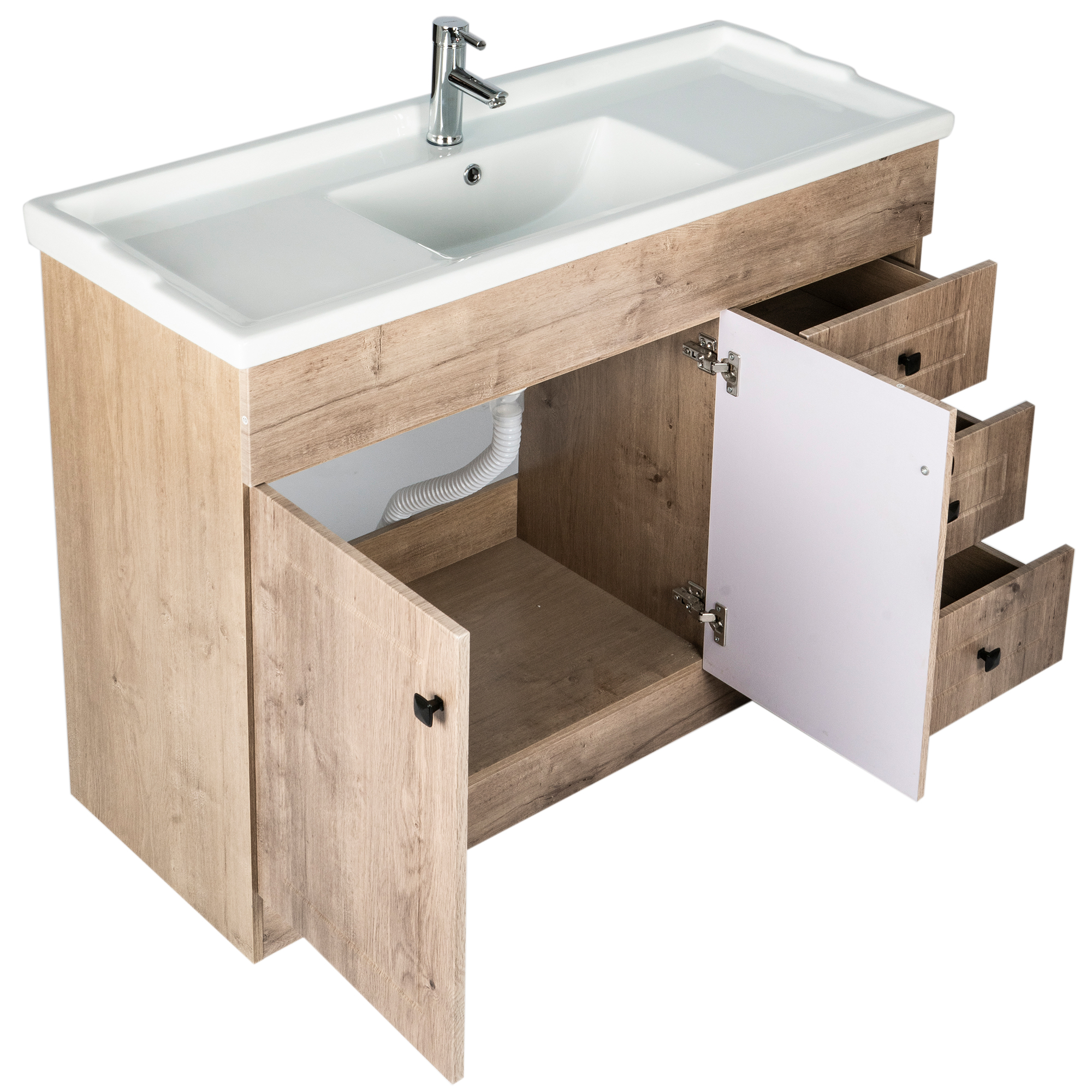 KIT MUEBLE VANITORIO DOMSA NOGAL B120PH-WOOD+F-120 / 120X80X47CM - 4