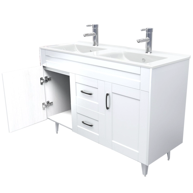 MUEBLE DOMSA VANITORIO DOBLE D120SK-B NO INCLUYE CUBIERTA 120 CM BLANCO - 4