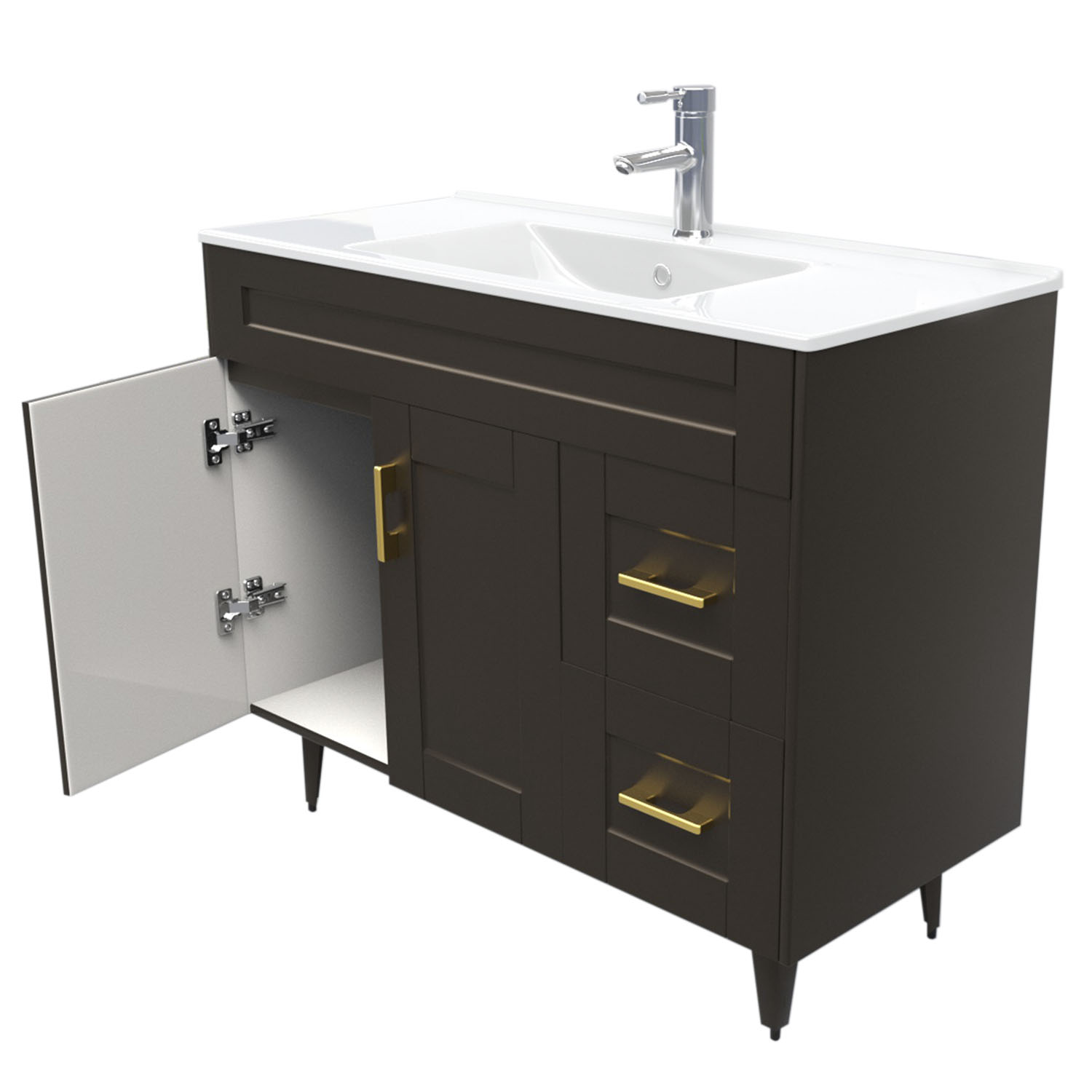 KIT MUEBLE VANITORIO DOMSA CAFÉ 100SK-C+P-100 / 100X80X47CM - 4