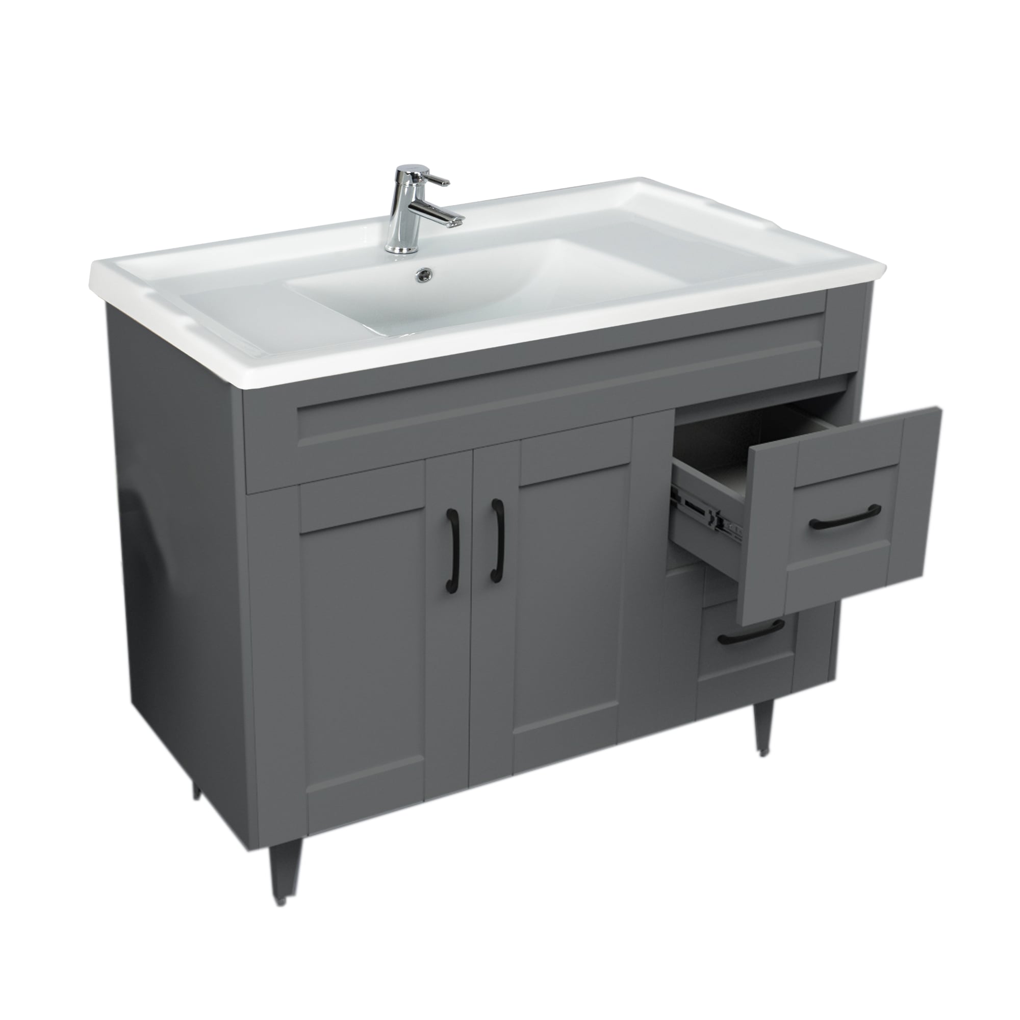 KIT DOMSA MUEBLE VANITORIO GRIS 100SK-G + F-100/100 X 80 X 47 CM - 4