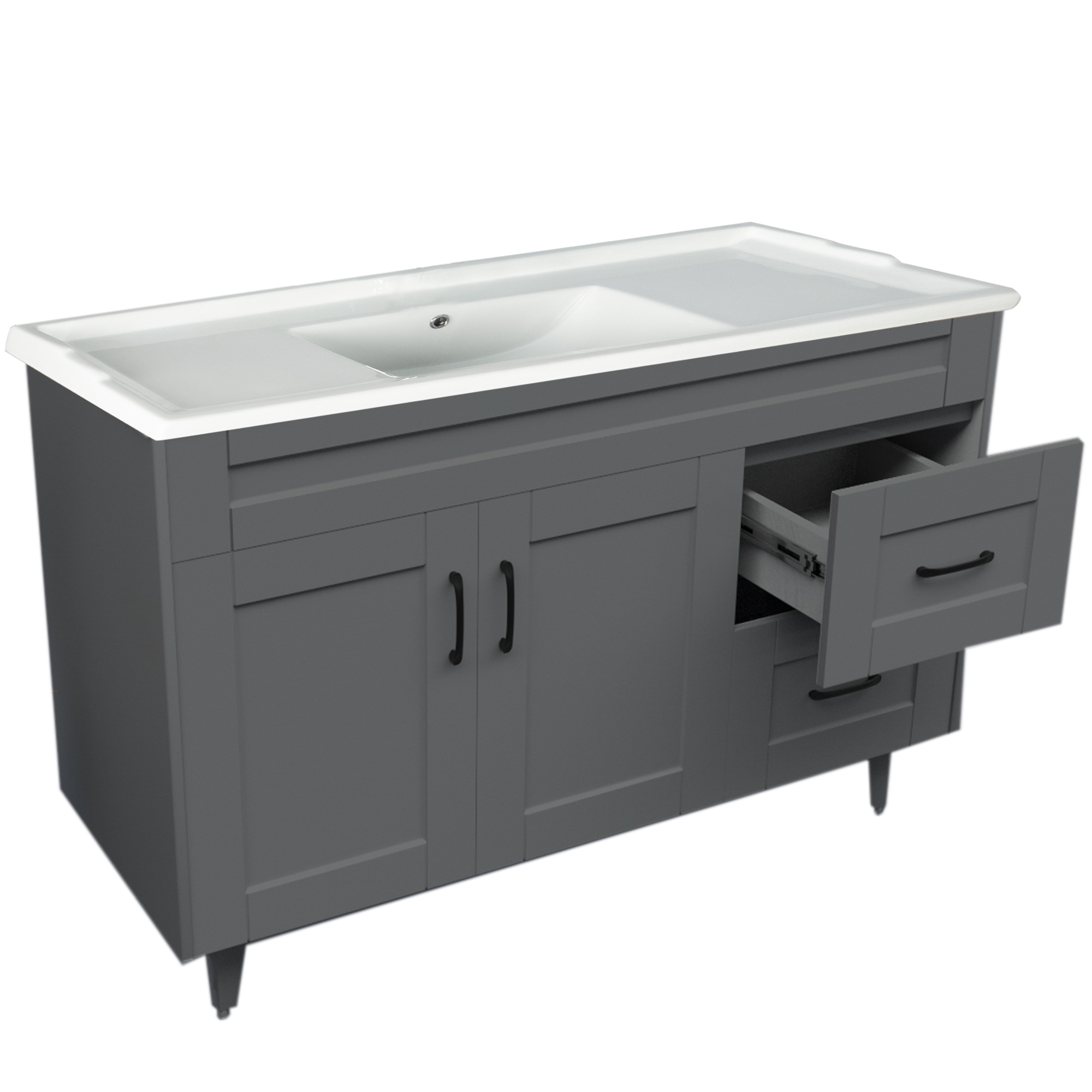 KIT MUEBLE VANITORIO DOMSA GRIS 120SK-G+F-120 / 120X80X47CM - 3