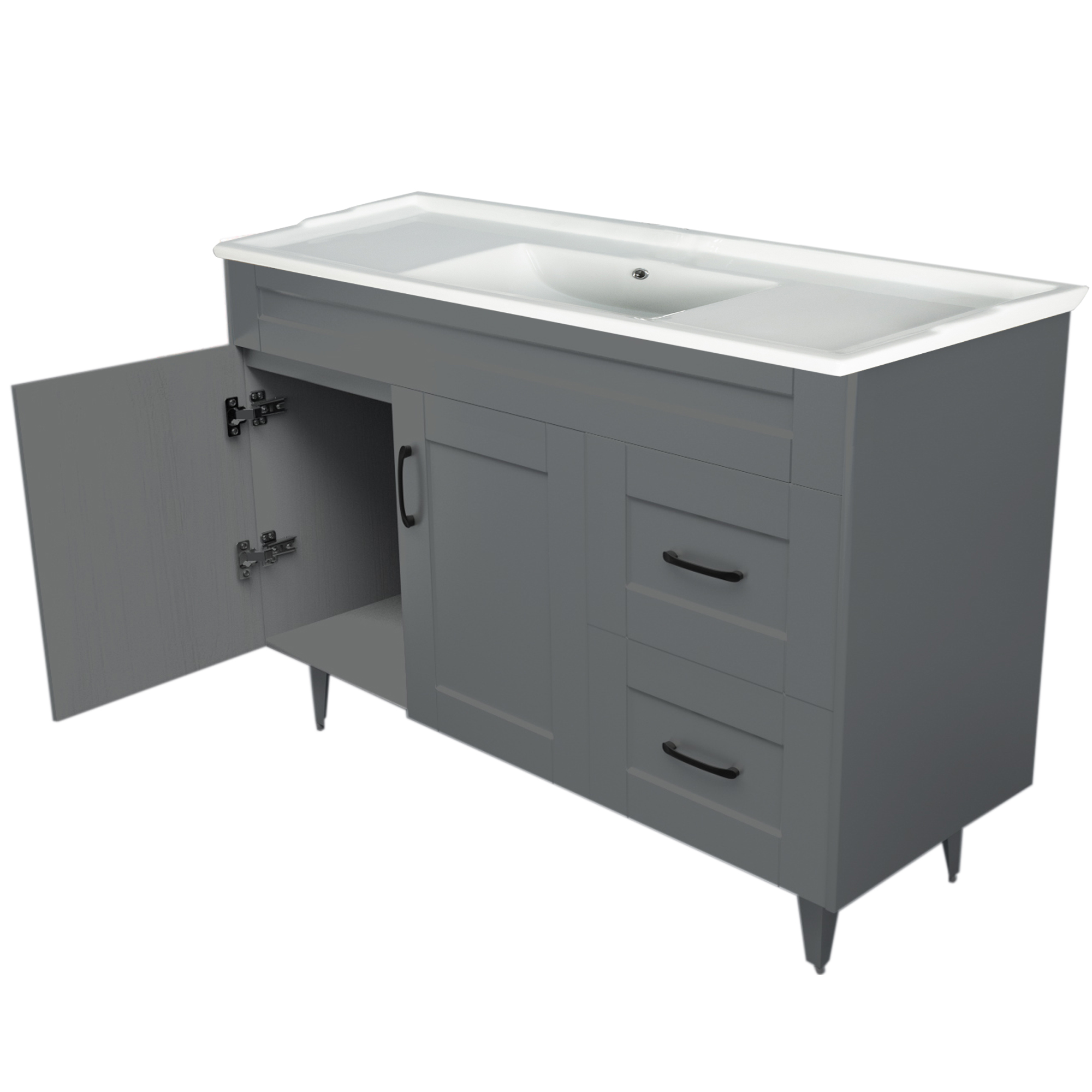 KIT MUEBLE VANITORIO DOMSA GRIS 120SK-G+F-120 / 120X80X47CM - 4