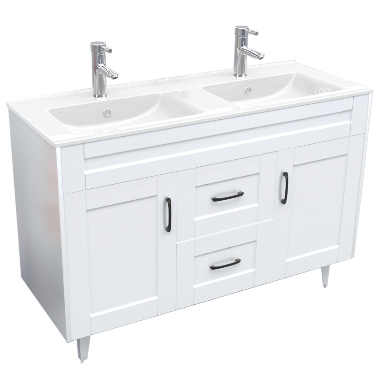 KIT MUEBLE VANITORIO DOBLE DOMSA BLANCO D120SK-B+P120D / 120X80X47CM - 3