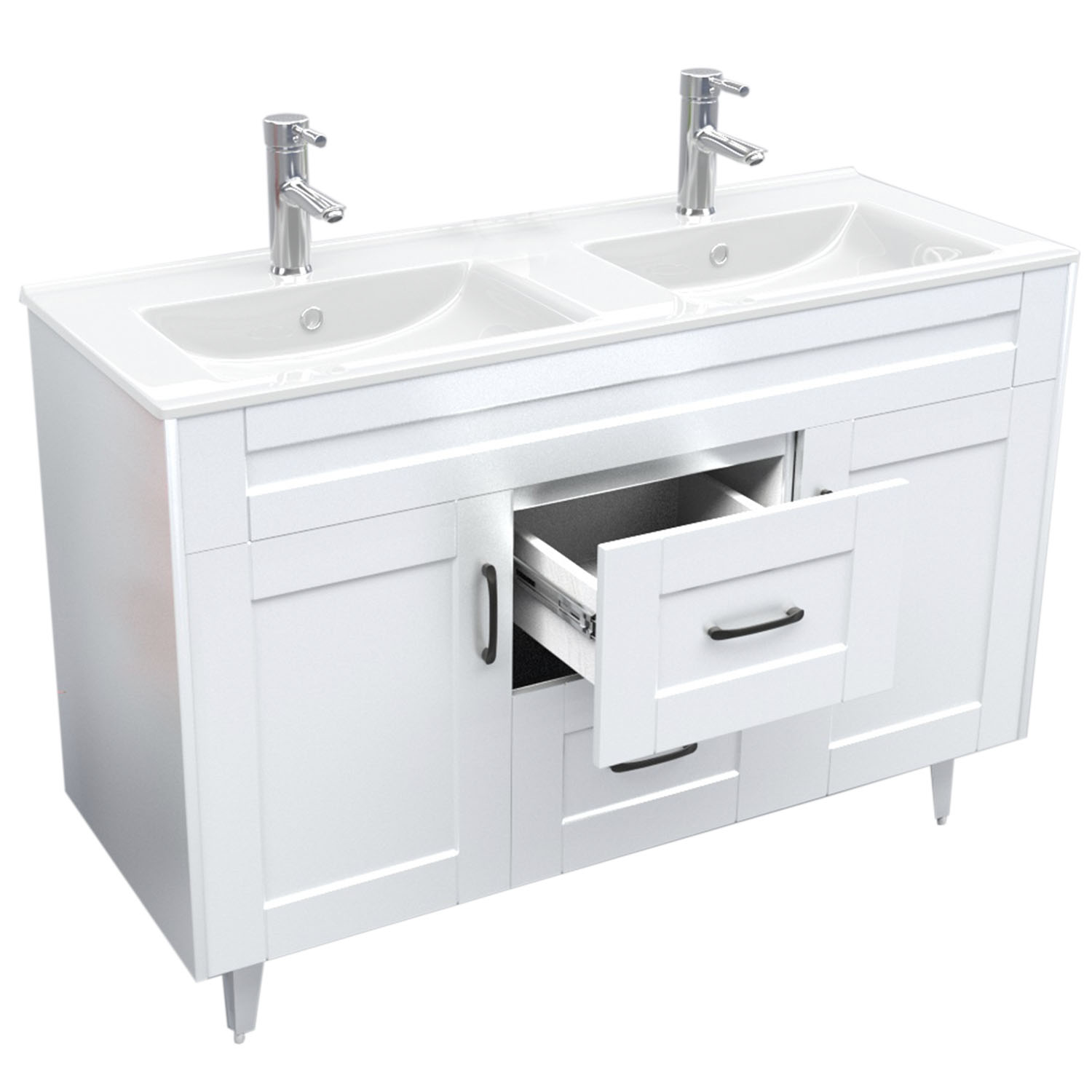 KIT MUEBLE VANITORIO DOBLE DOMSA BLANCO D120SK-B+P120D / 120X80X47CM - 4