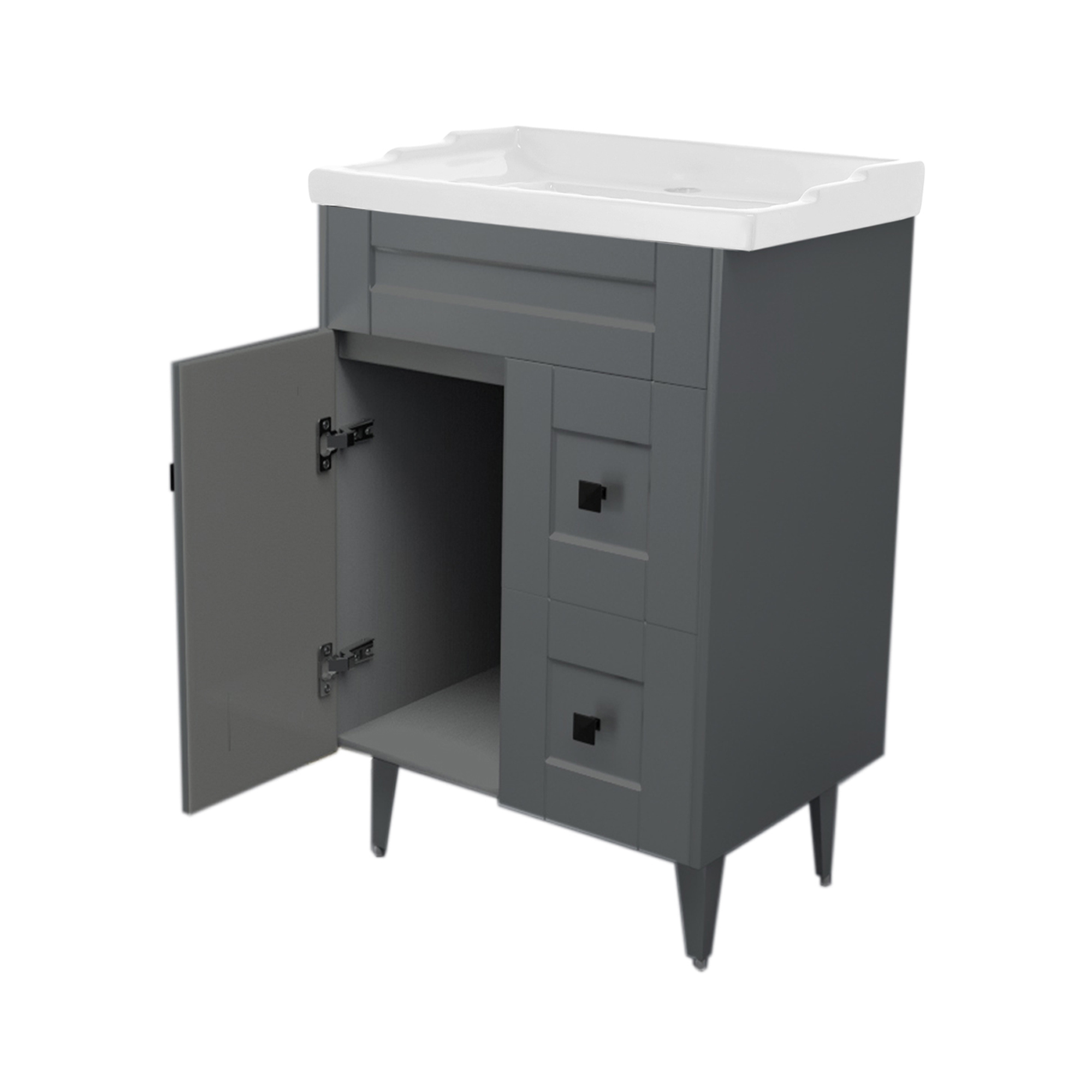KIT DOMSA MUEBLE VANITORIO GRIS N60SK-G + F-60/60 X 80 X 47 CM - 5