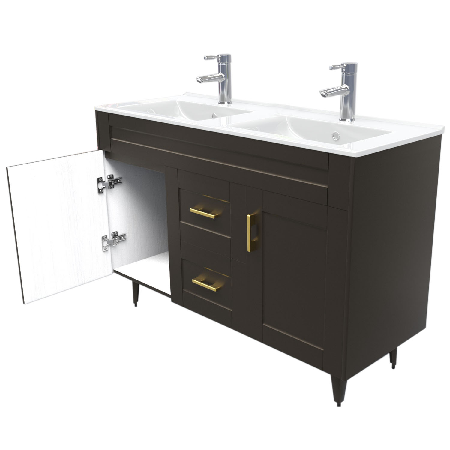 MUEBLE DOMSA VANITORIO DOBLE CAFÉ D120SK-C NO INCLUYE CUBIERTA 120 CM - 3