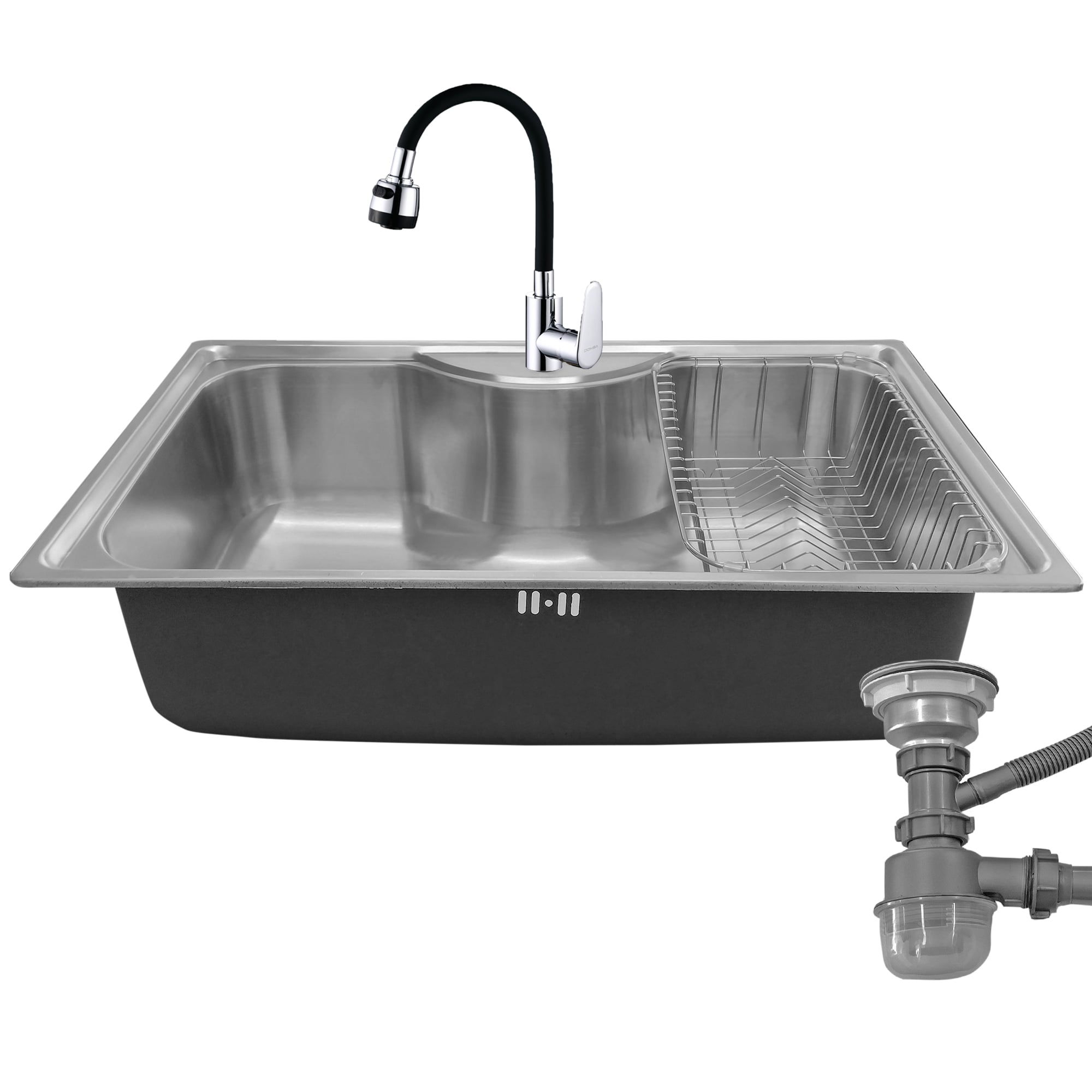 LAVAPLATOS DOMSA SOBRE CUBIERTA DS795485 CON MONOMANDO INCLUYE CANASTO DESAGÜE Y SIFÓN 80 CM - 1