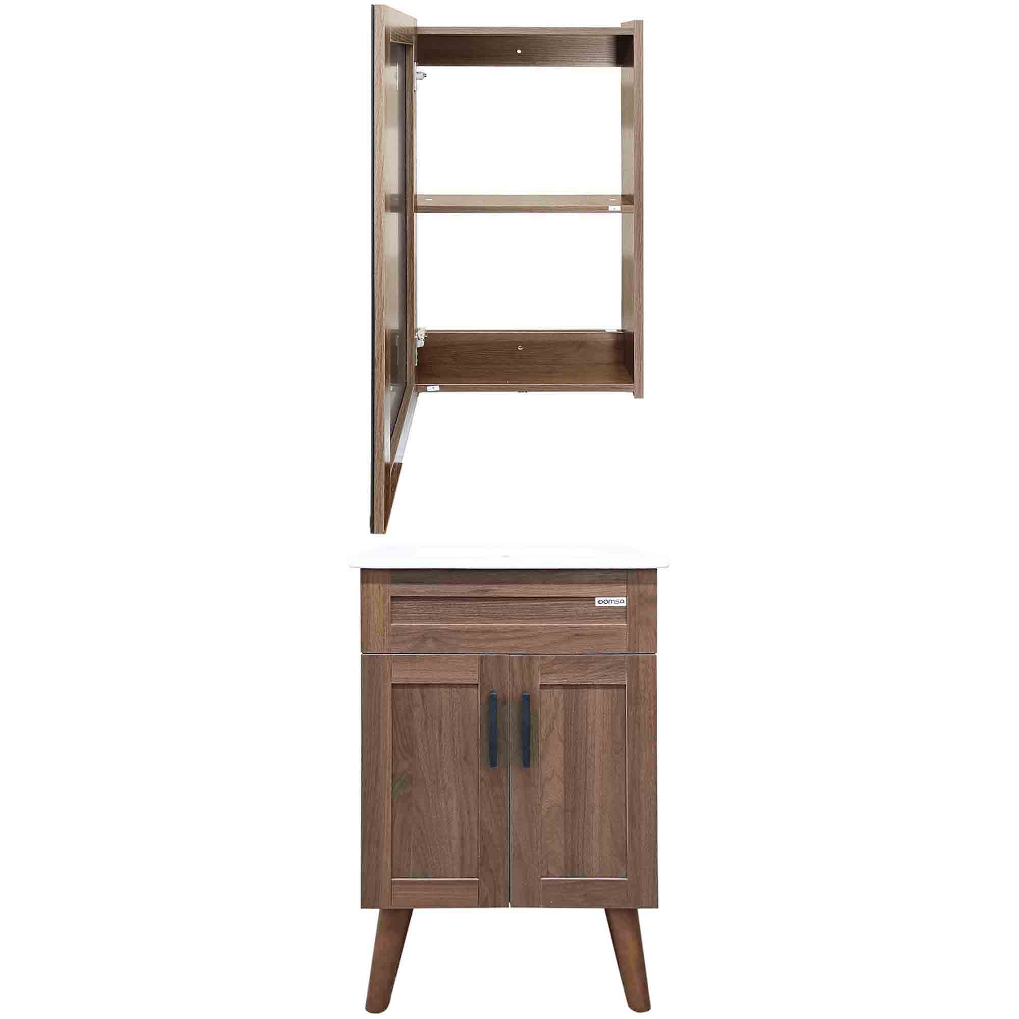 KIT MUEBLE VANITORIO + BOTIQUÍN ESPEJO DOMSA ELEGANCE NOGAL / 50X40X80CM - 2