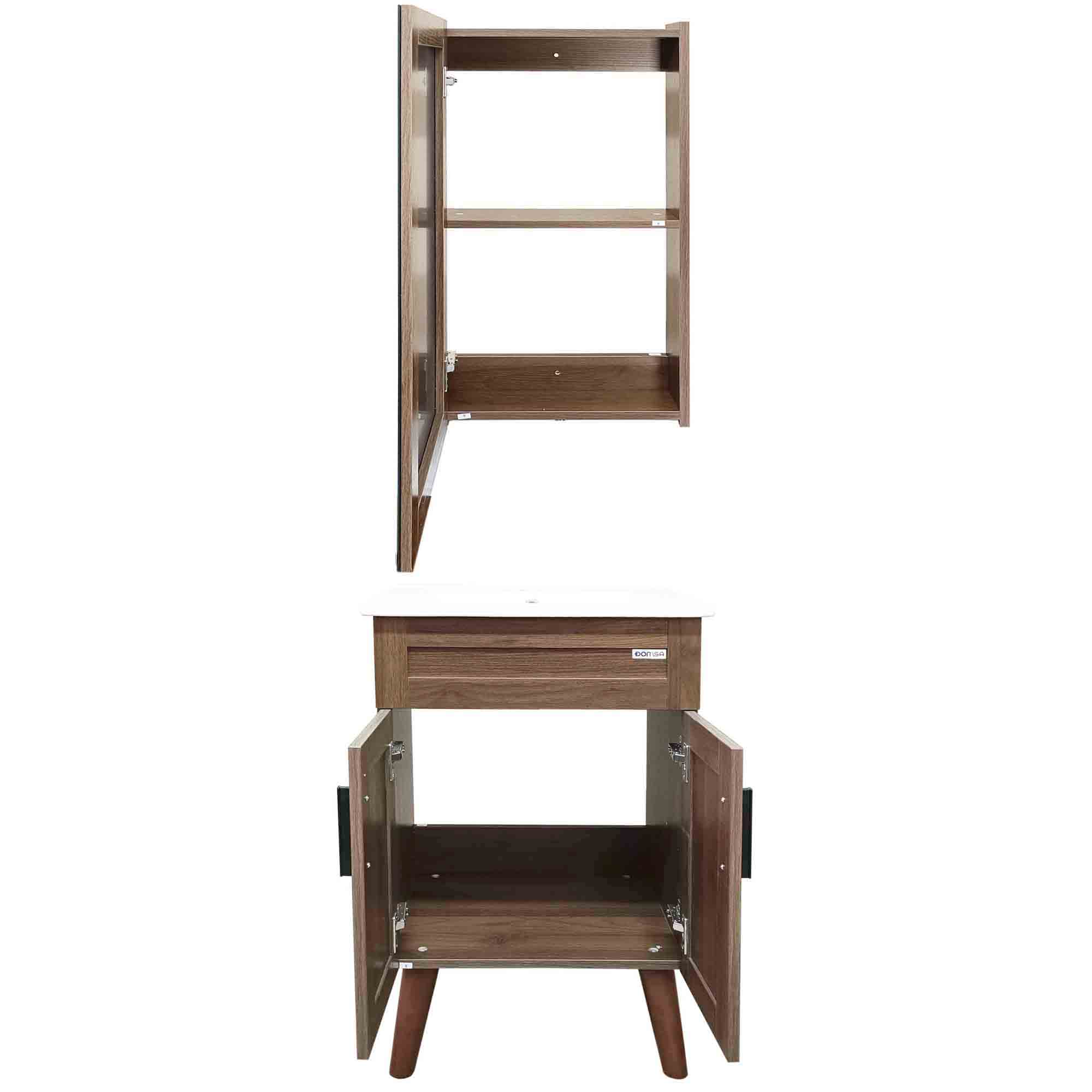 KIT MUEBLE VANITORIO + BOTIQUÍN ESPEJO DOMSA ELEGANCE NOGAL / 50X40X80CM - 4