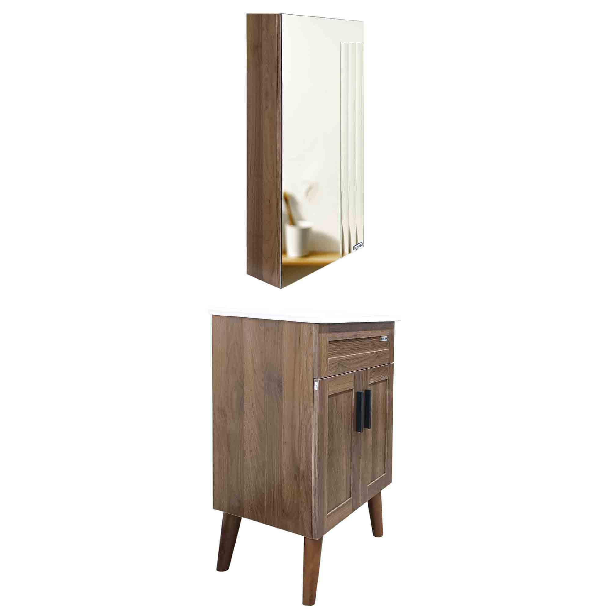 KIT MUEBLE VANITORIO + BOTIQUÍN ESPEJO DOMSA ELEGANCE NOGAL / 50X40X80CM - 5