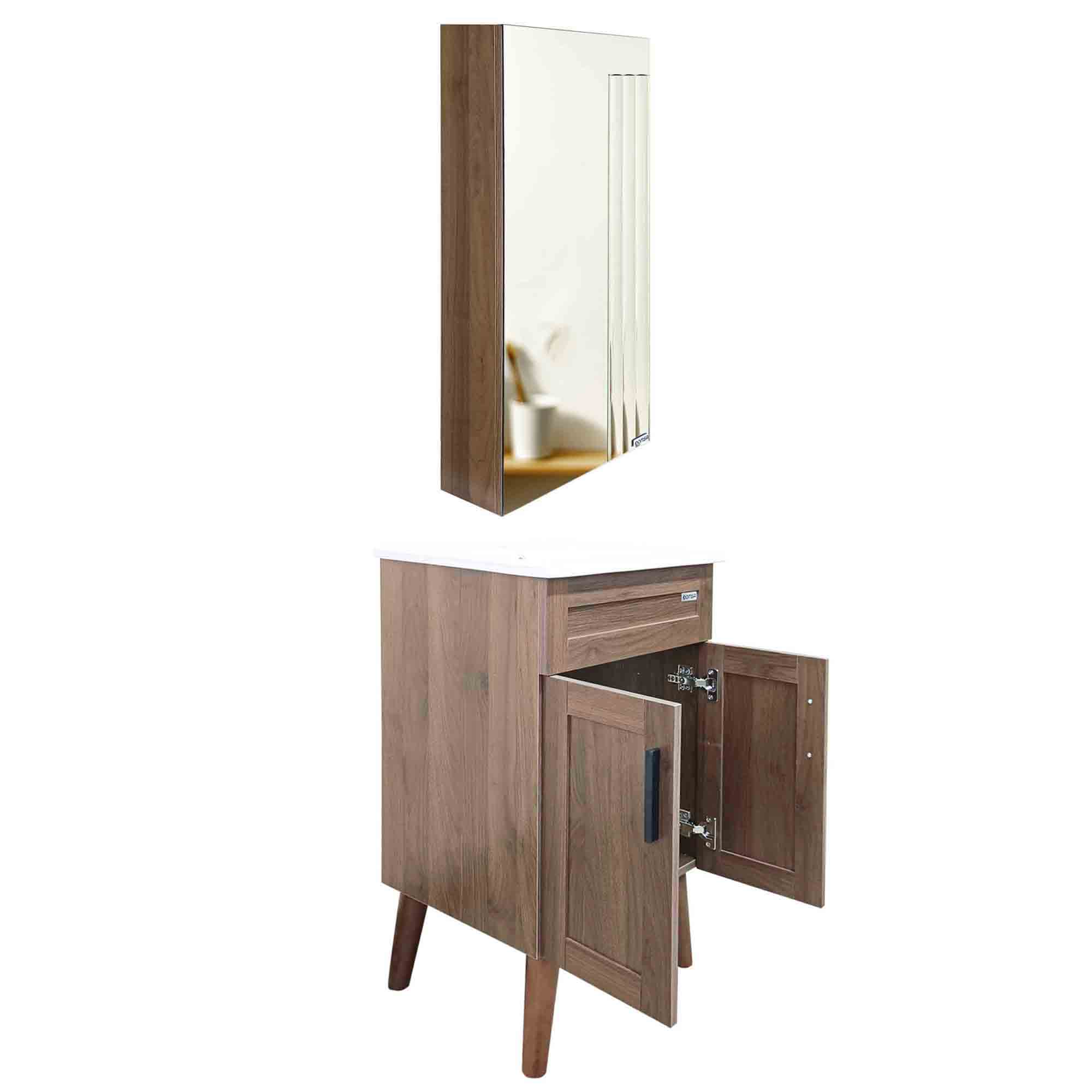 KIT MUEBLE VANITORIO + BOTIQUÍN ESPEJO DOMSA ELEGANCE NOGAL / 50X40X80CM - 6