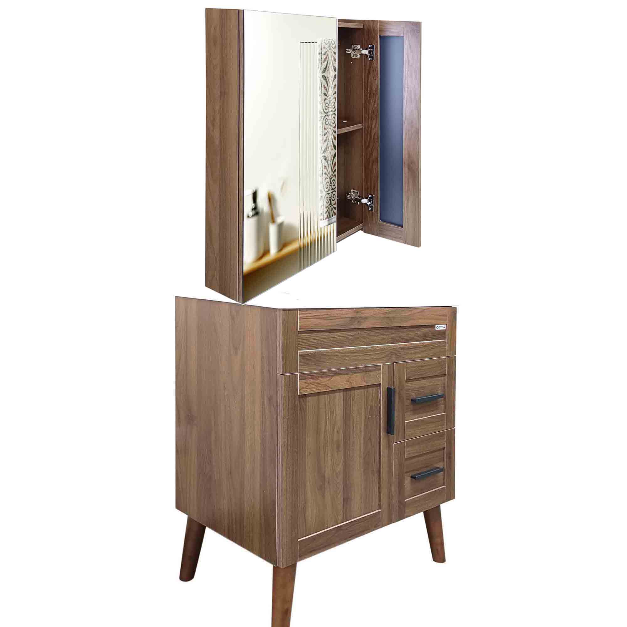 KIT MUEBLE VANITORIO + BOTIQUÍN ESPEJO DOMSA ELEGANCE NOGAL / 70X47X80CM - 5