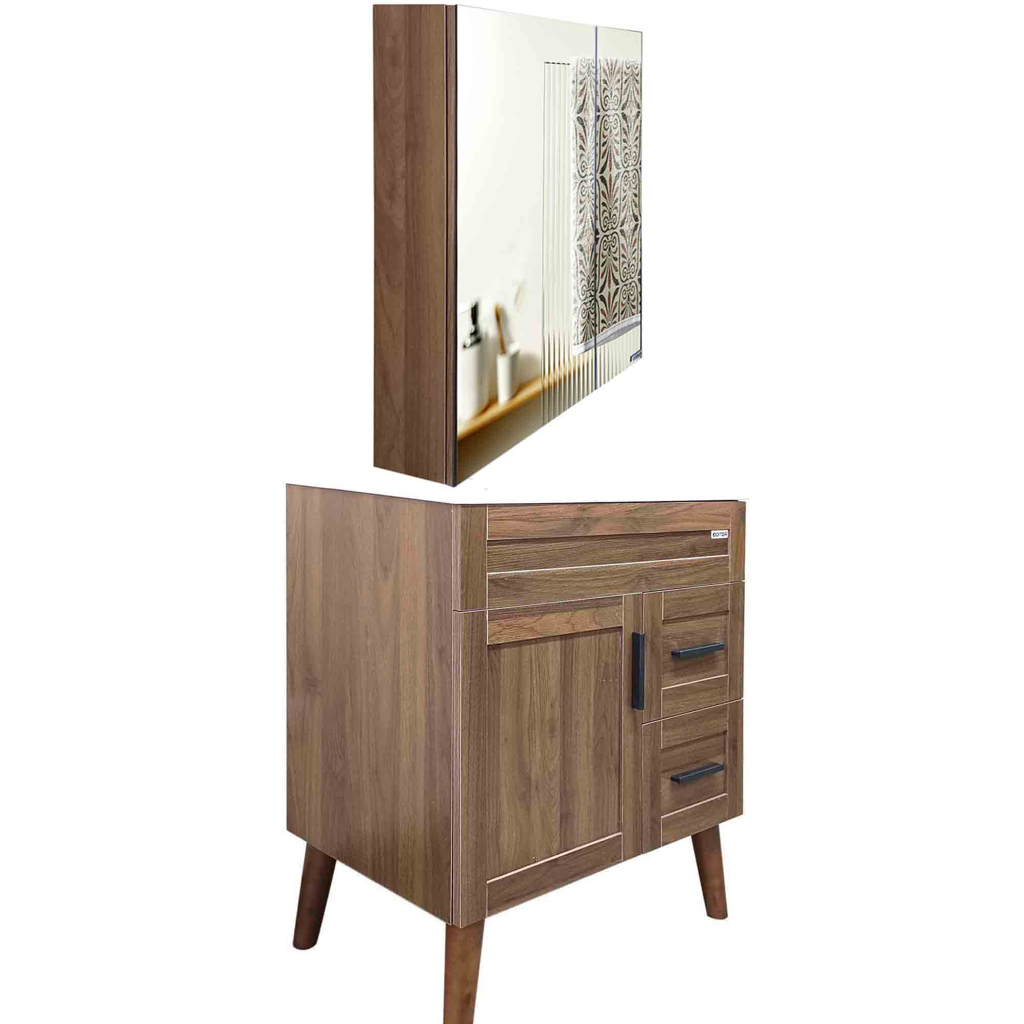 KIT MUEBLE VANITORIO + BOTIQUÍN ESPEJO DOMSA ELEGANCE NOGAL / 70X47X80CM - 6