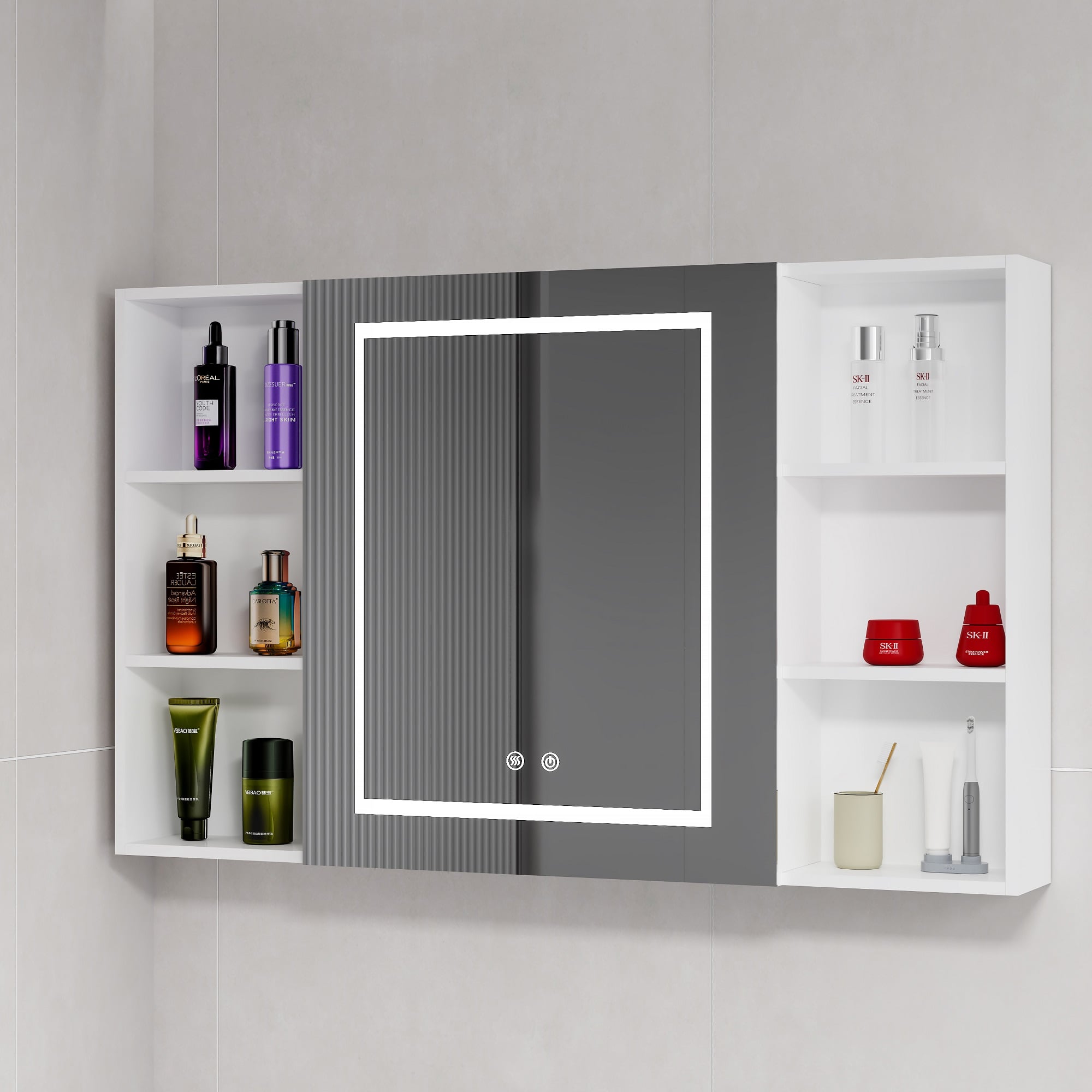 MUEBLE BOTIQUÍN DOMSA MMR-100 RECTANGULAR BLANCO ESPEJO LED ANTIEMPAÑANTE 98X80X14CM - 2