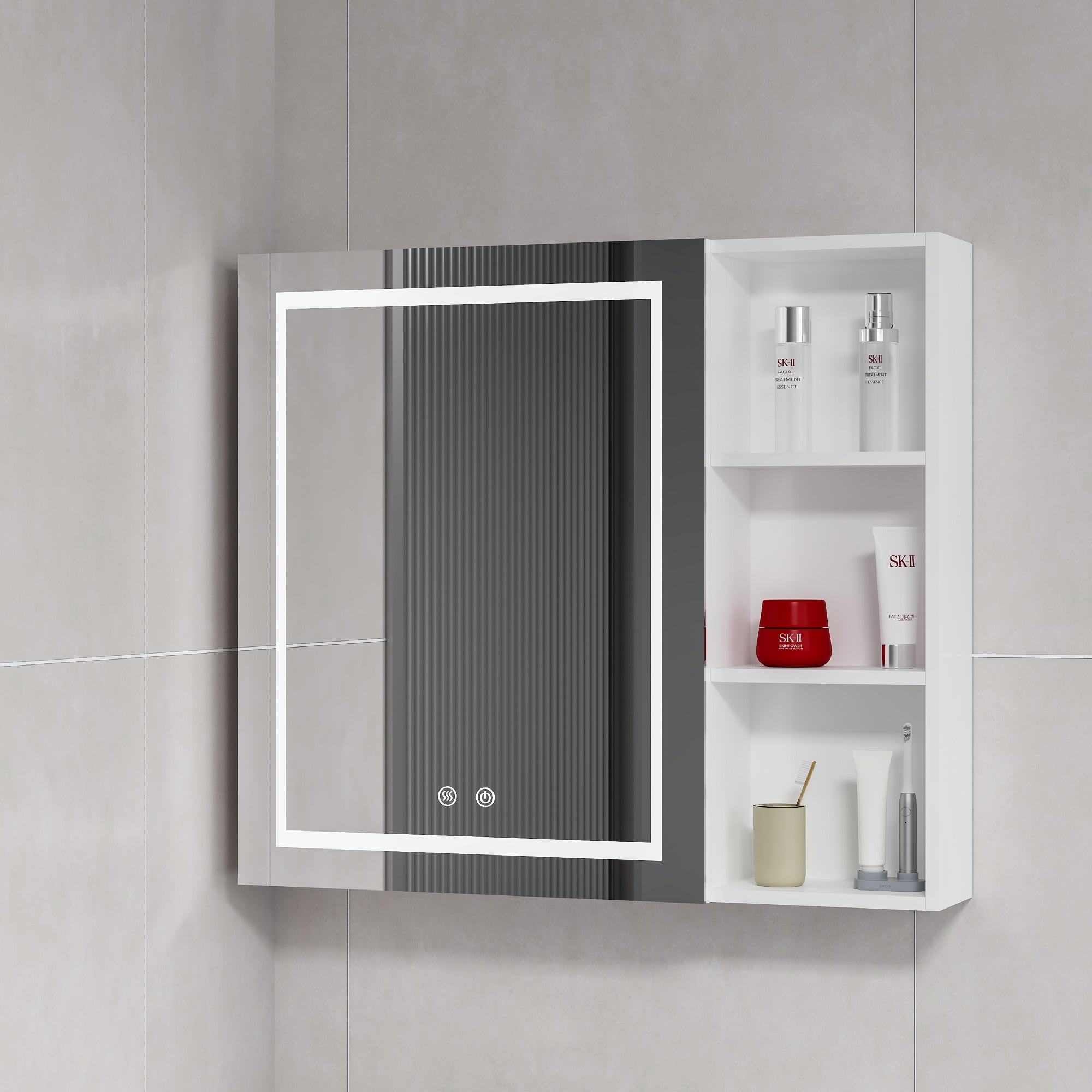 MUEBLE BOTIQUÍN DOMSA MMR-70 RECTANGULAR BLANCO ESPEJO LED ANTIEMPAÑANTE 68X80X14CM - 2