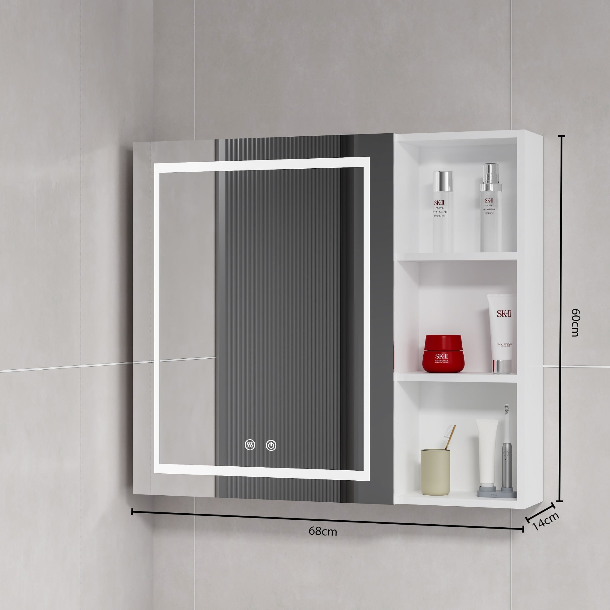 MUEBLE BOTIQUÍN DOMSA MMR-70 RECTANGULAR BLANCO ESPEJO LED ANTIEMPAÑANTE 68X80X14CM - 4