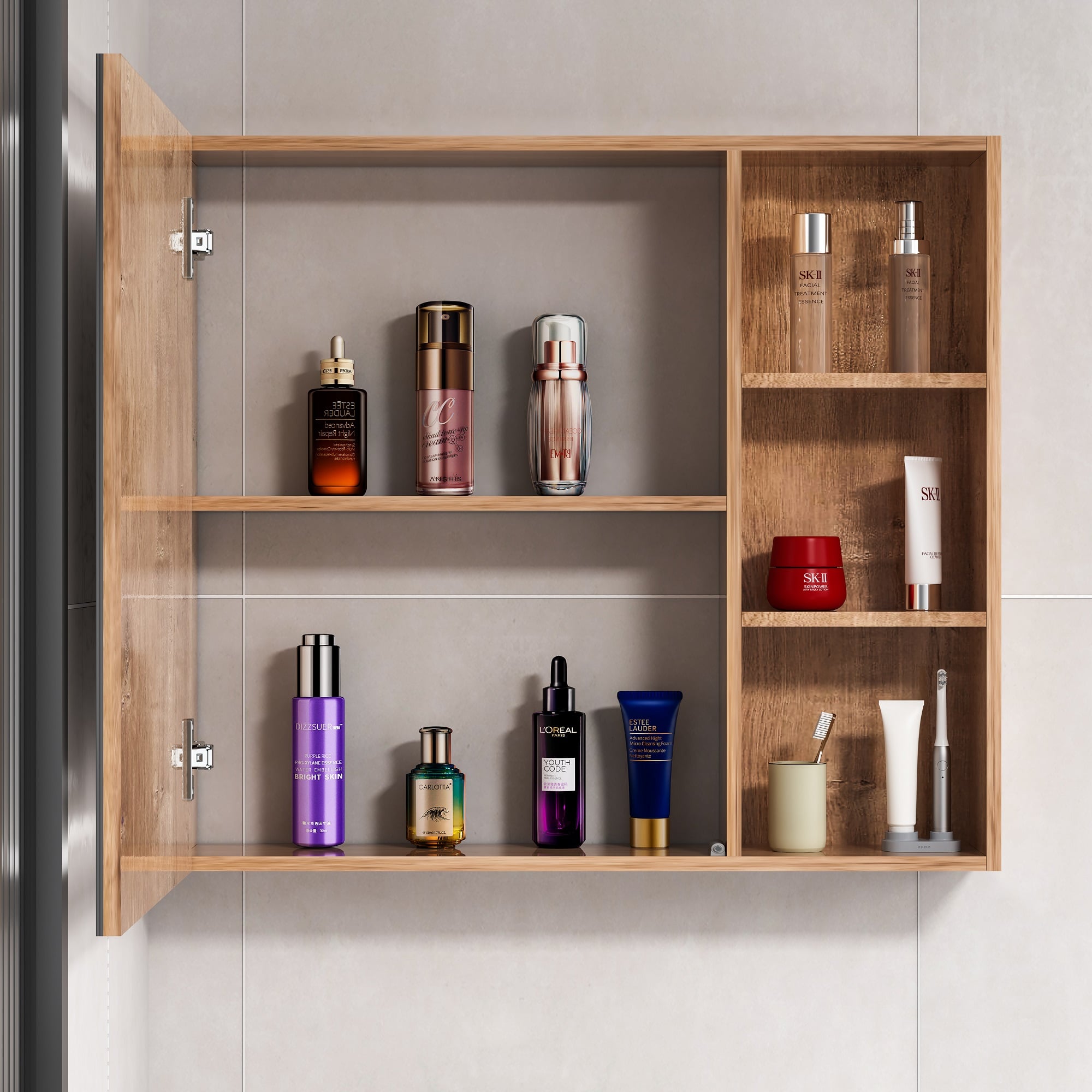 MUEBLE BOTIQUÍN DOMSA MMR-70 RECTANGULAR NOGAL ESPEJO LED ANTIEMPAÑANTE WOOD 68X80X14CM - 3